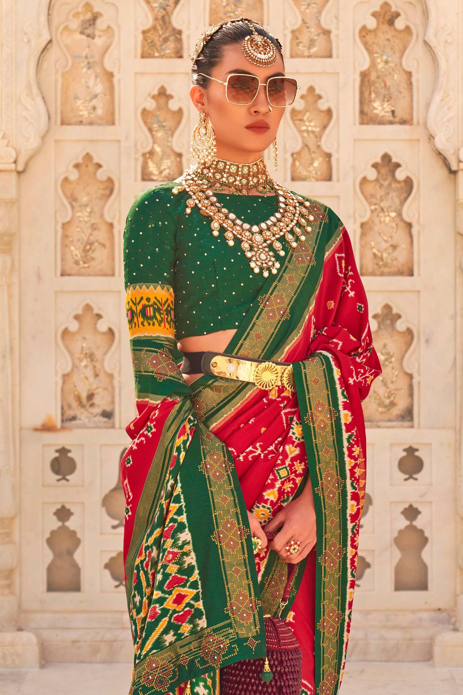 Buy MySilkLove Monza Red Woven Patola Silk Saree Online