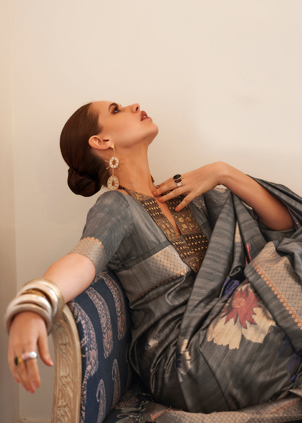 Buy MySilkLove Chicago Grey Woven Handloom Banarasi Silk Saree Online