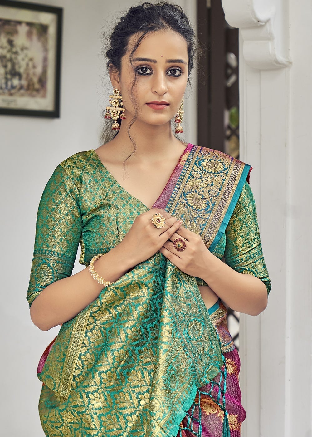 Buy MySilkLove Blush Pink Zari Woven Organza Tissue Silk Saree Online
