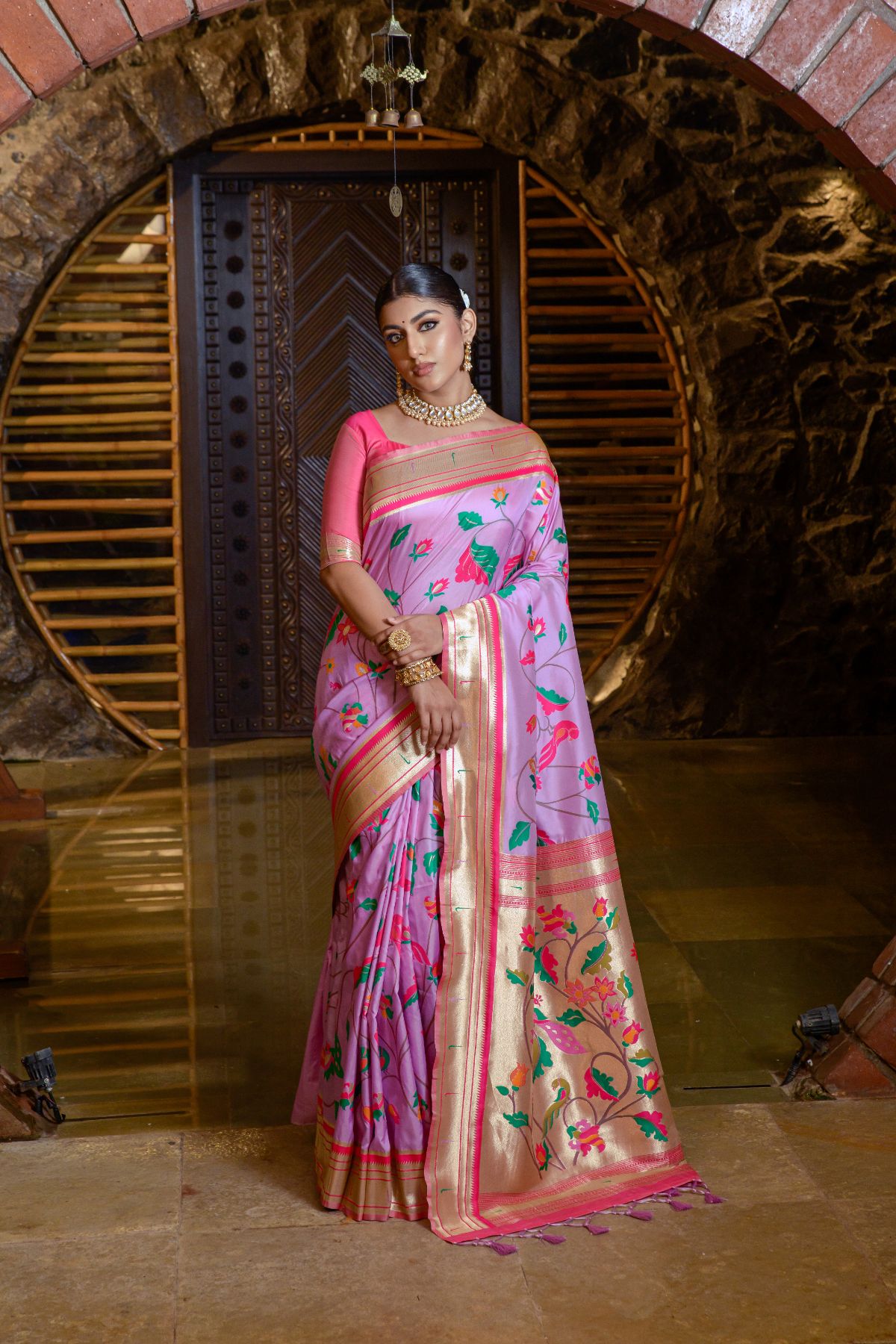Buy MySilkLove Lavender Magenta Banarasi Paithani Silk Saree Online