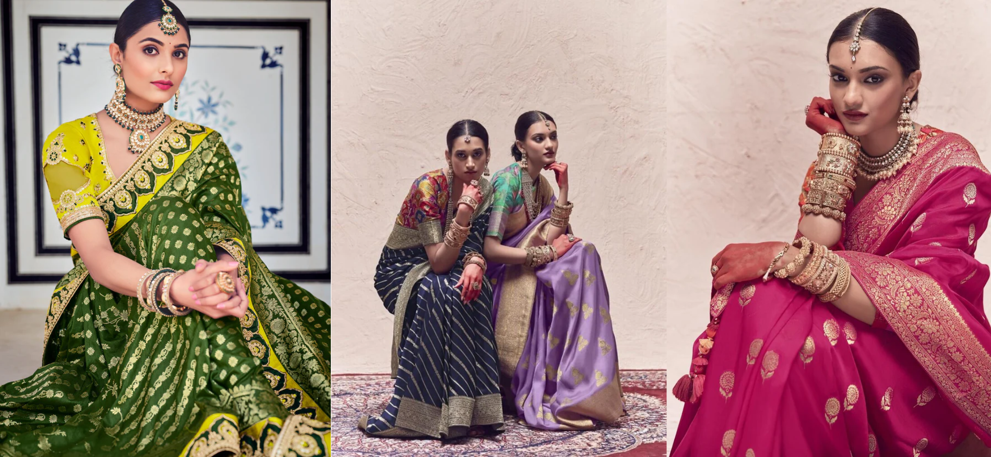 Banarasi Silk Saree Colour Trends & Colour Combinations for Wedding