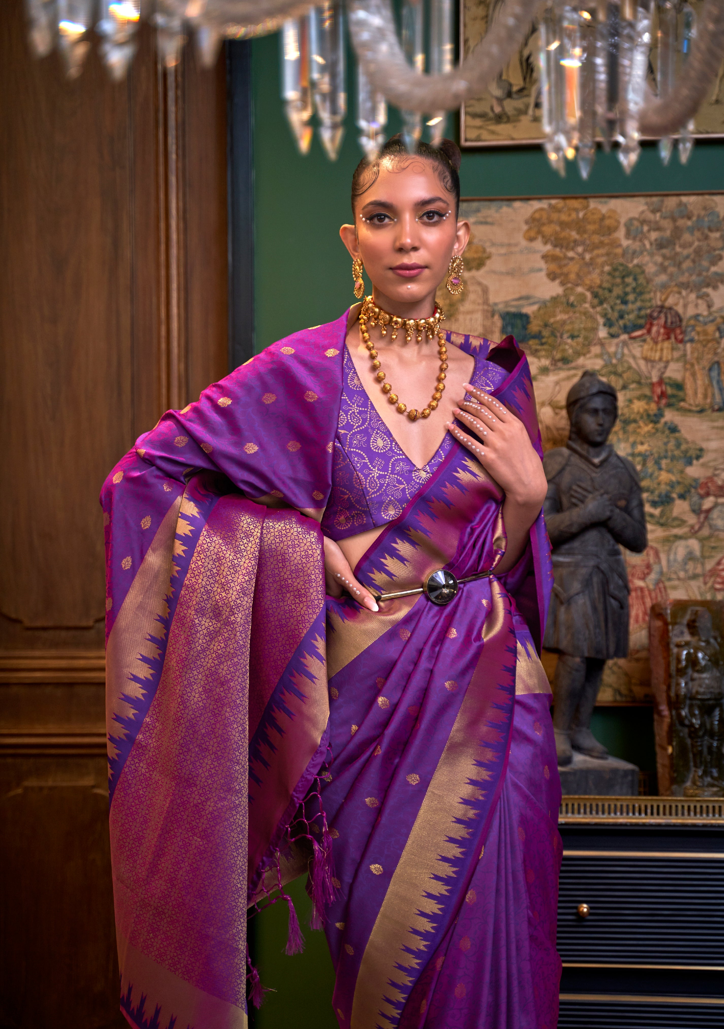 Buy MySilkLove Scarlet Gum Purple Banarasi Handloom Woven Silk Saree Online