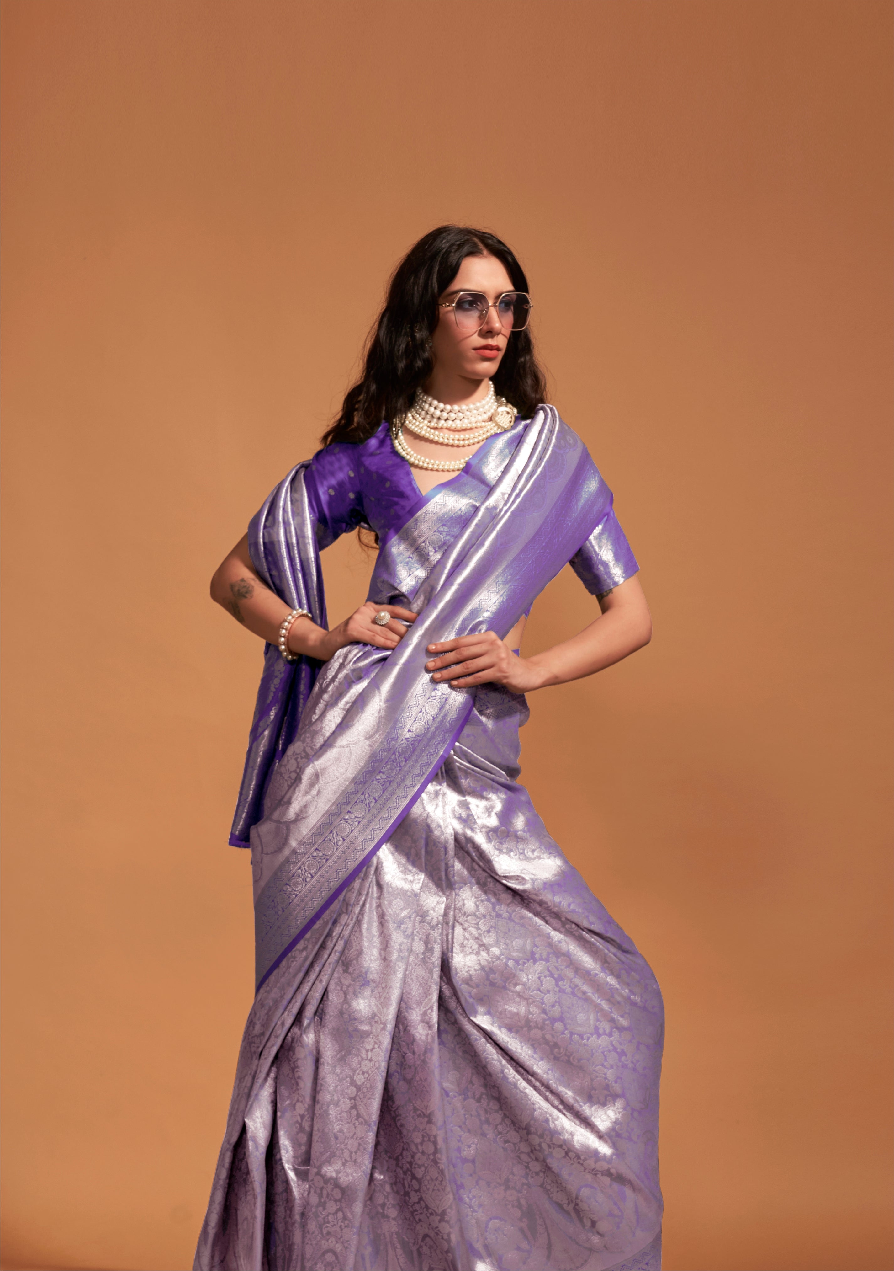 MySilkLove Royal Purple Woven Kanjivaram Silk Saree
