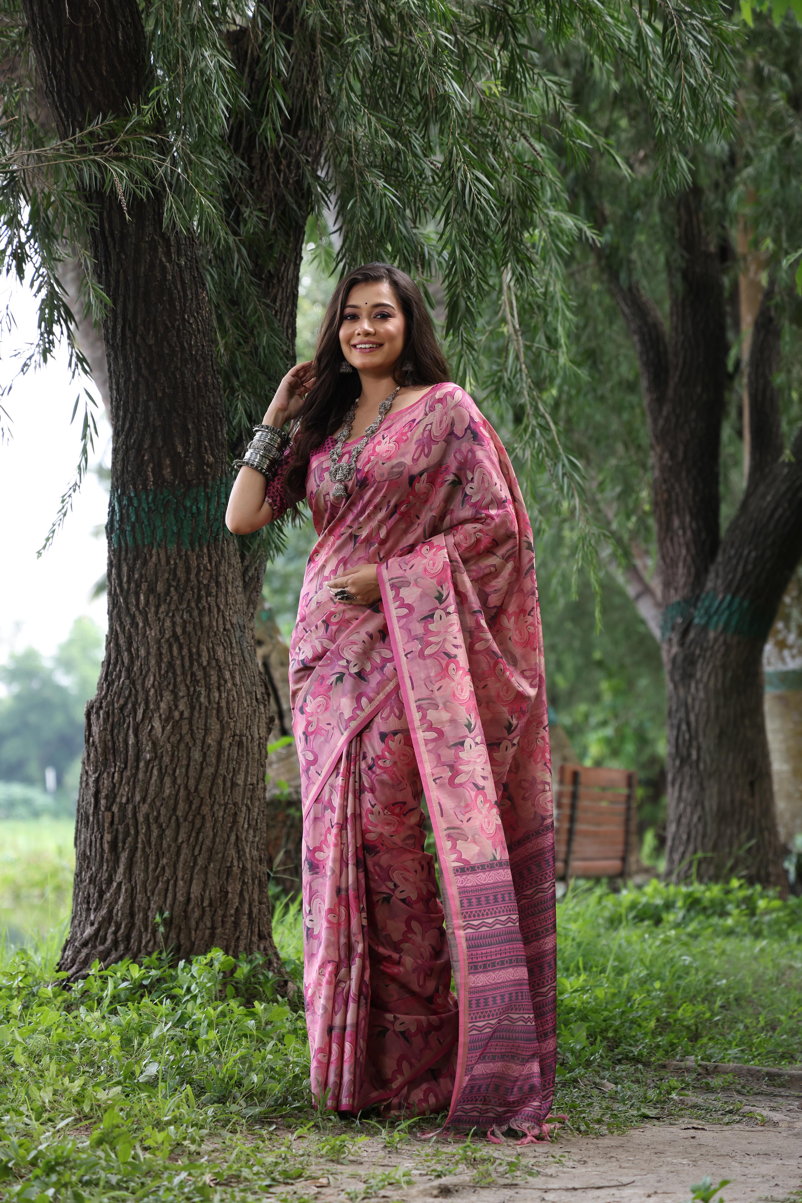 Buy MySilkLove Old Pink Tussar Silk Saree Online