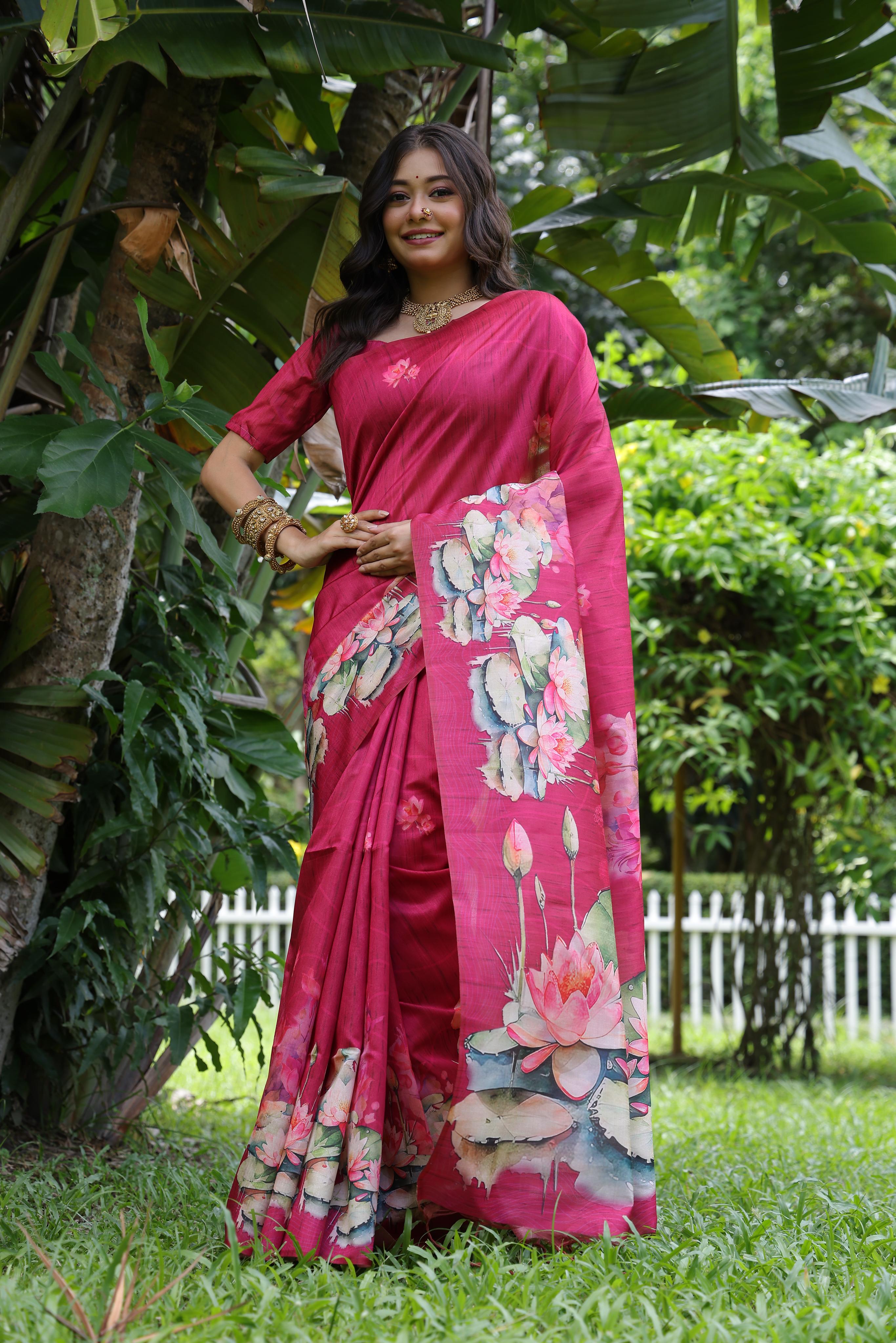 Buy MySilkLove Burnt Pink Tussar Silk Saree Online