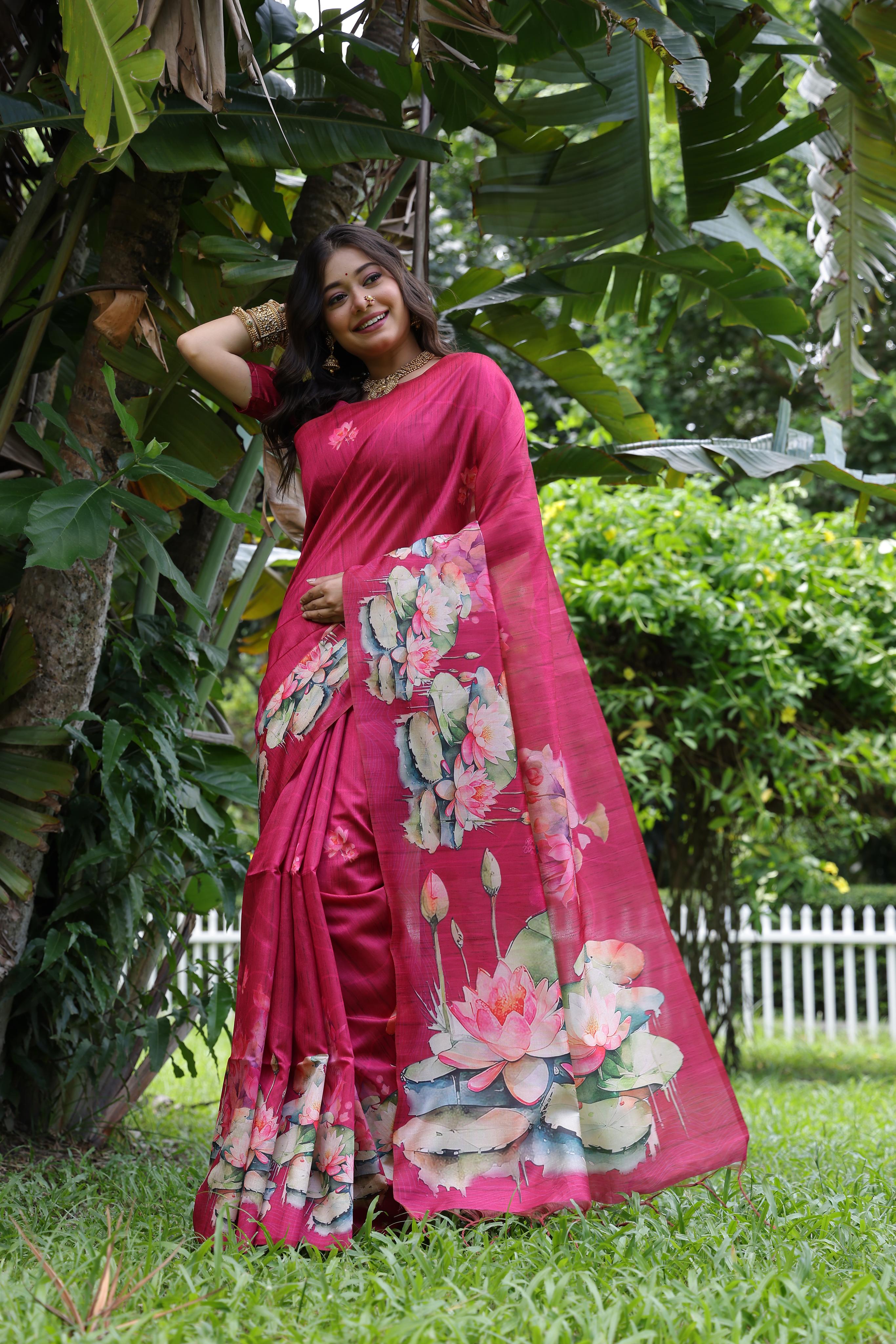 Buy MySilkLove Burnt Pink Tussar Silk Saree Online