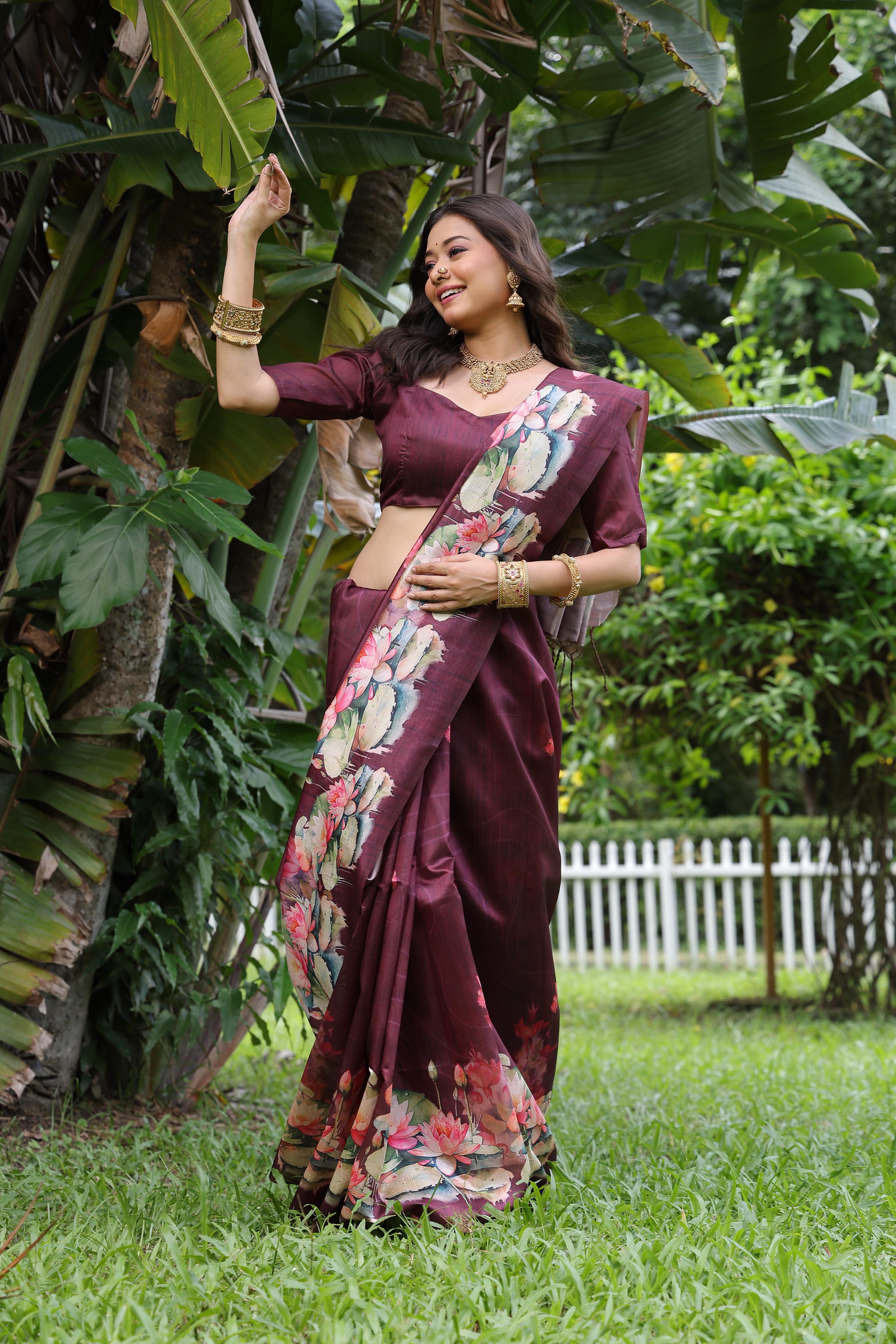 Buy MySilkLove Raw Umber Brown Tussar Silk Saree Online