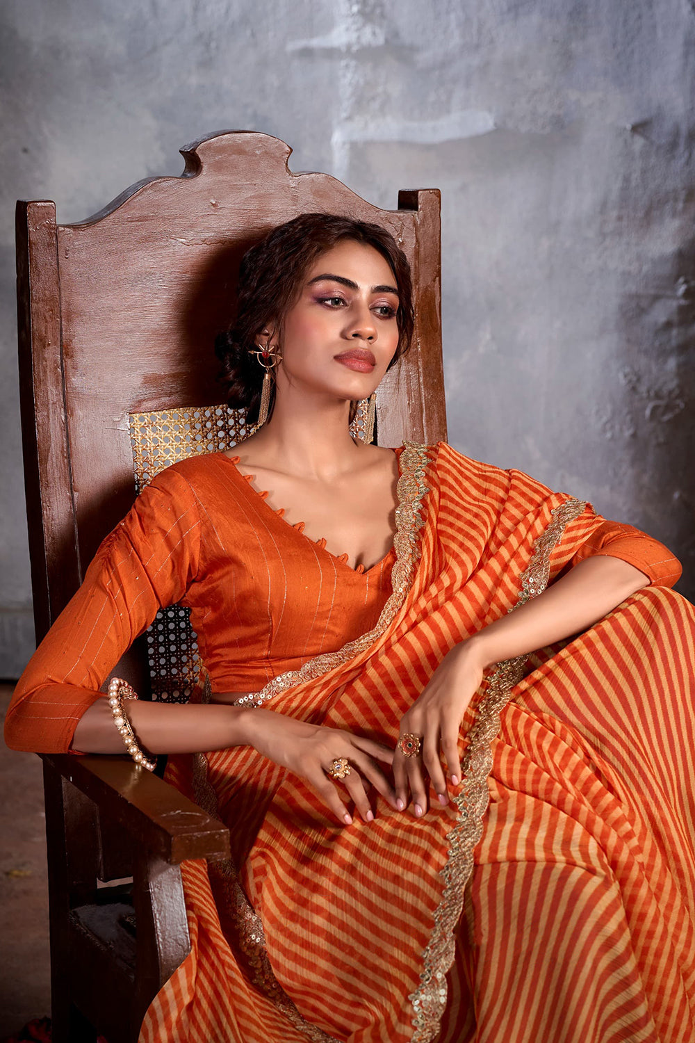 Buy MySilkLove Zest Orange Designer Georgette Bandhani Saree Online