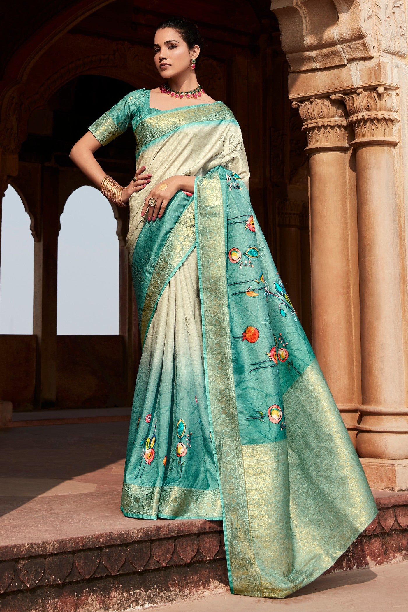 Buy MySilkLove Steal Blue Banarasi Handloom Saree Online