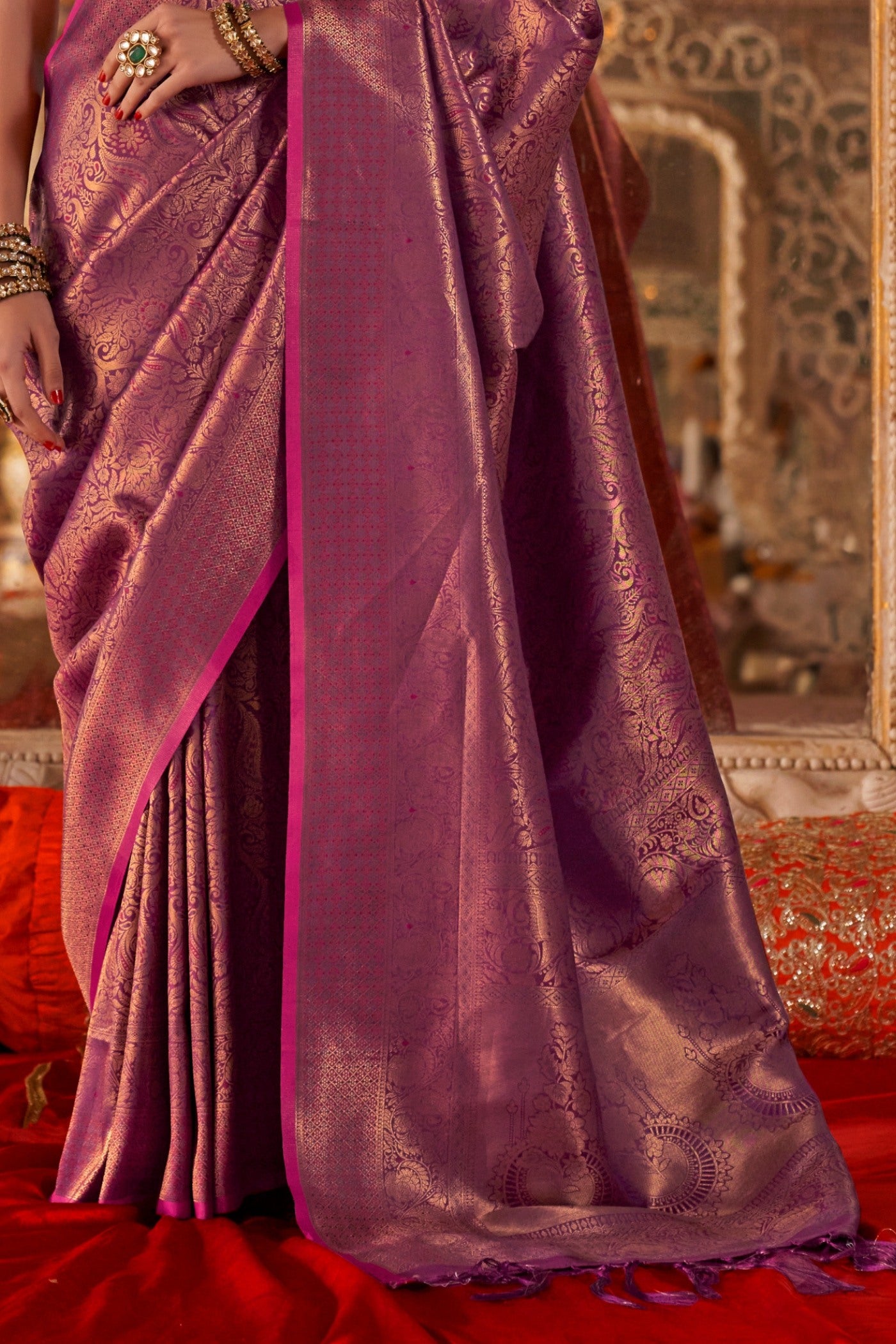 Buy MySilkLove Scarlet Purple Handloom Kanjivaram Saree Online