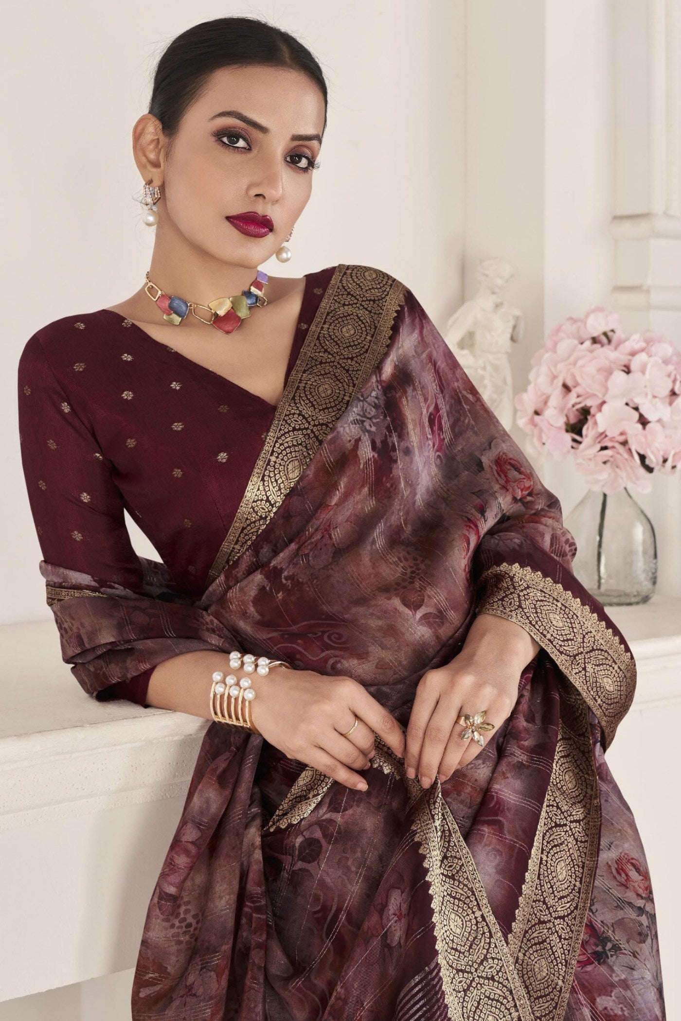 Buy MySilkLove Dark Coffee Brown Banarasi Silk Saree Online