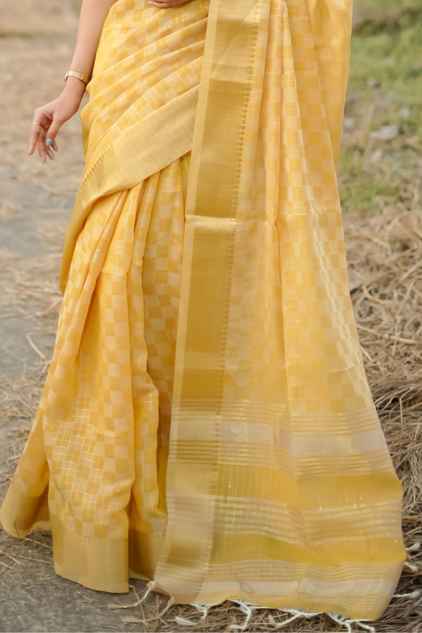 Buy MySilkLove Honey Yellow Banarasi Raw Silk Saree Online