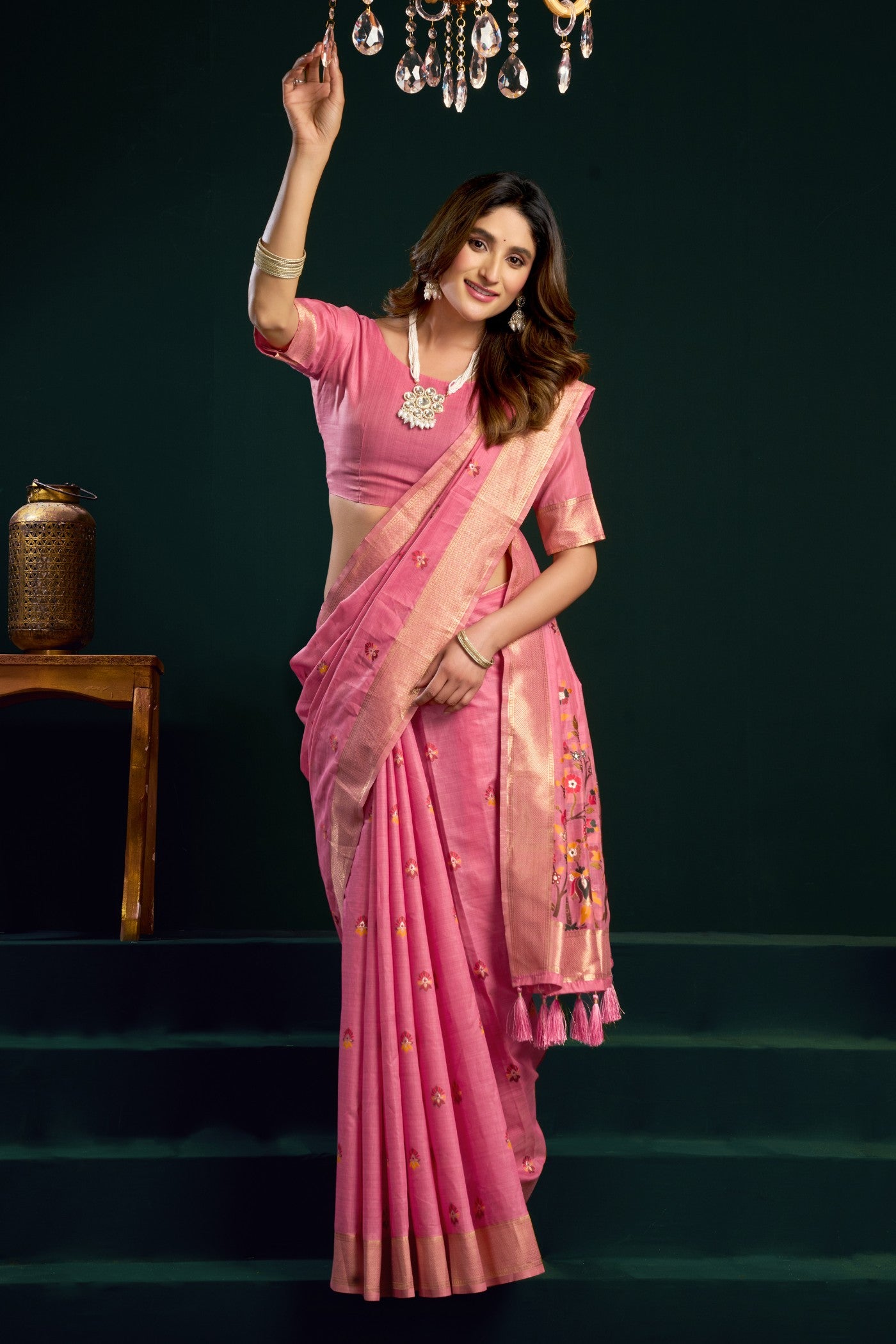 Buy MySilkLove Fairy Pink Handloom Muga Cotton Saree Online