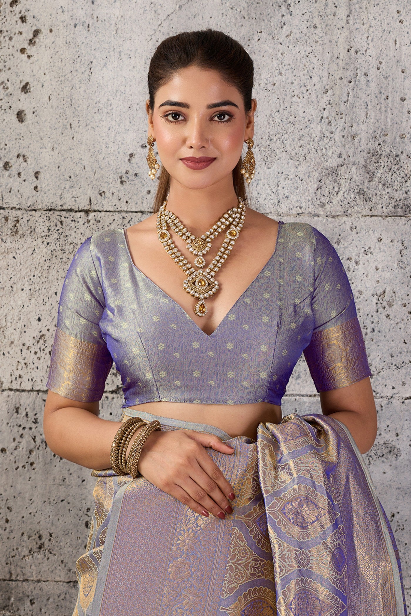 Buy MySilkLove Platinum Grey Woven Kanjivaram Saree Online