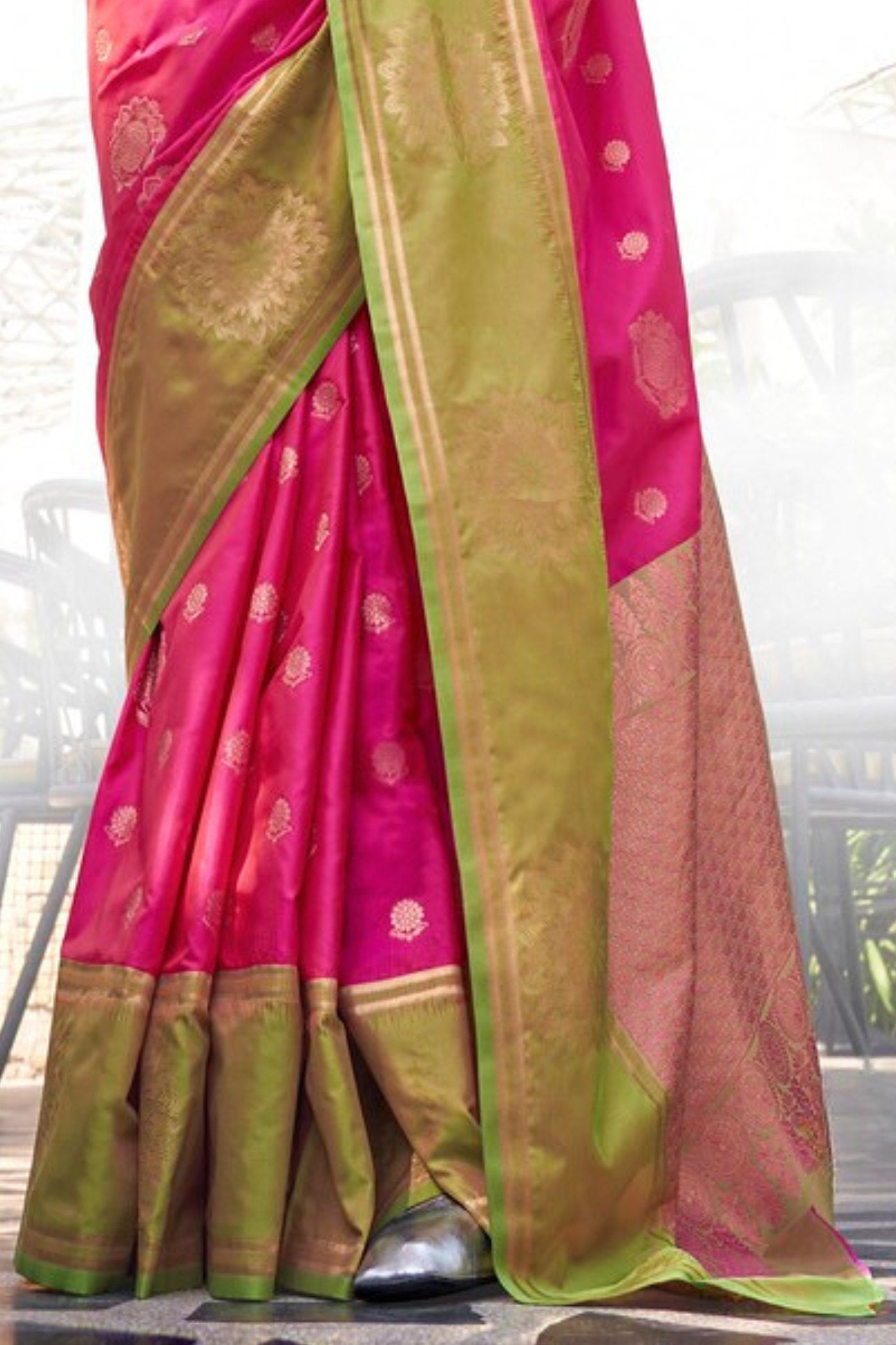 Buy MySilkLove Magenta Pink Handloom Katan Banarasi Saree Online