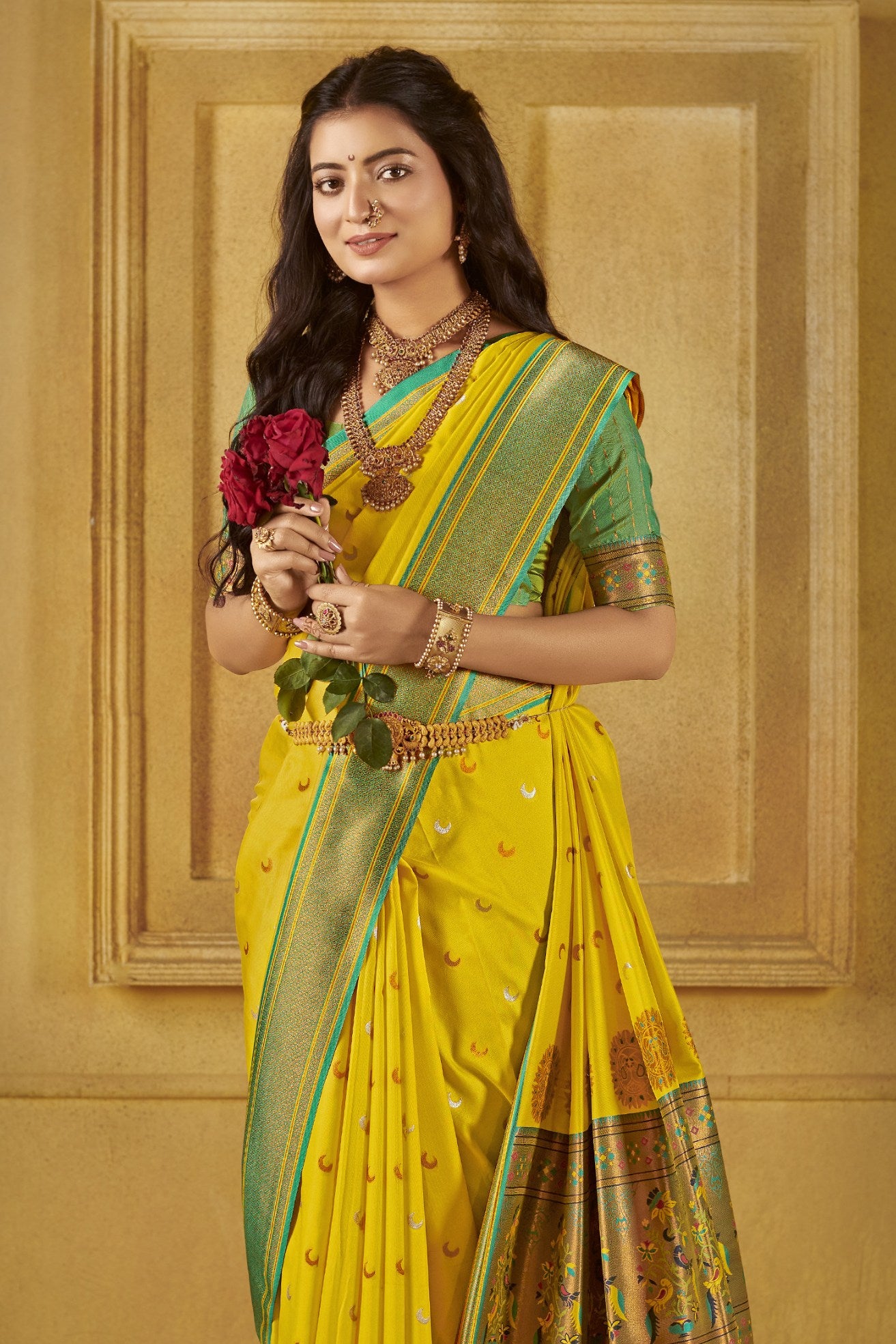 Buy MySilkLove Sunflower Yellow Woven Paithani Saree Online