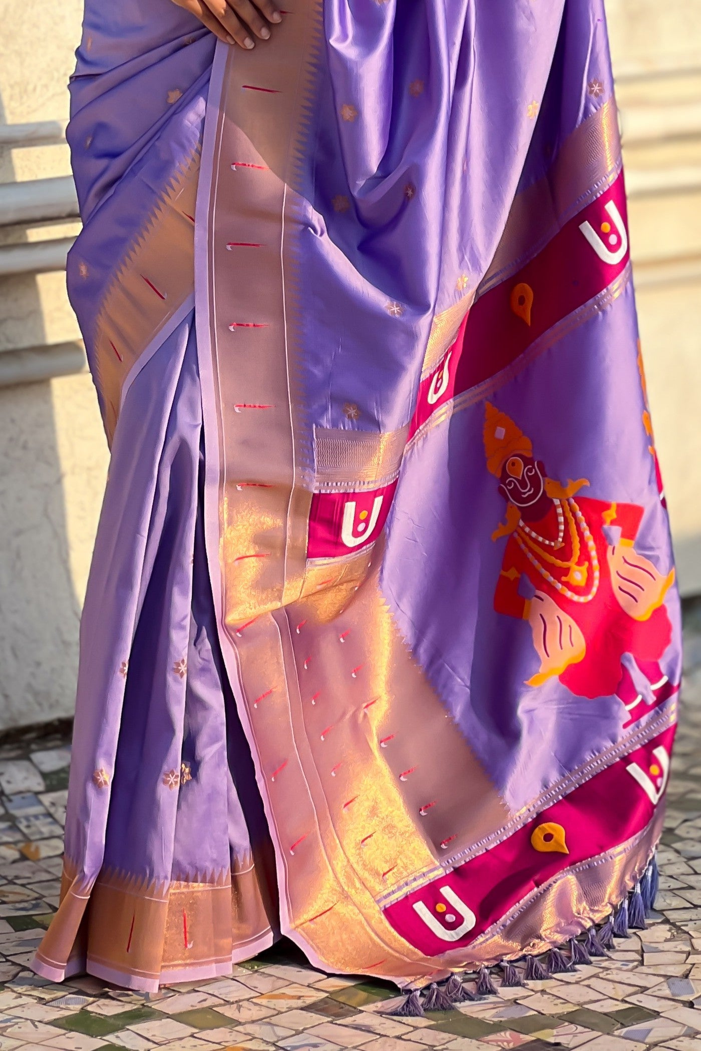 Buy MySilkLove Butterfly Bush Purple Woven Paithani Saree Online