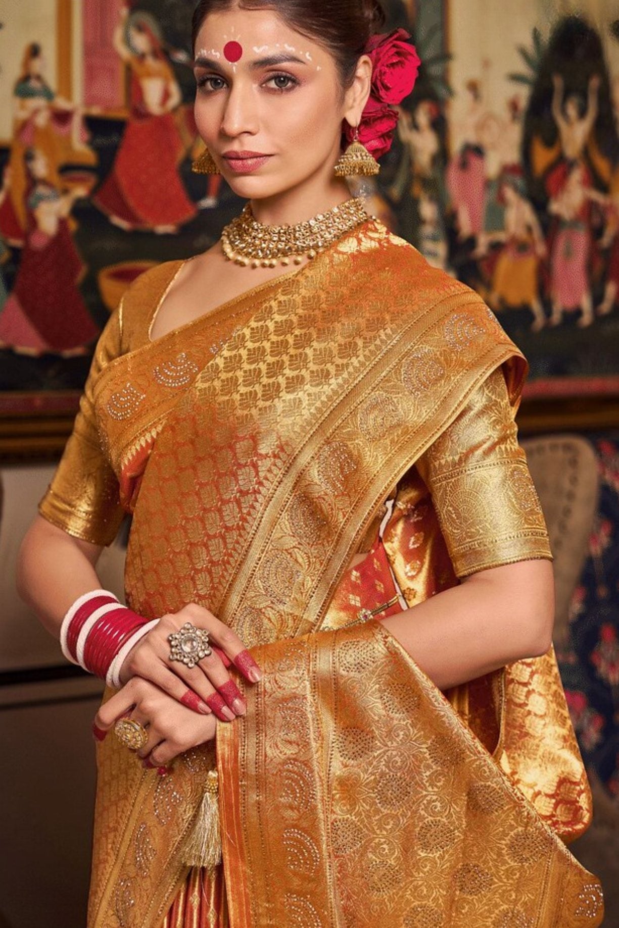 Buy MySilkLove Raw Sienna Orange Zari Woven Banarasi Saree Online