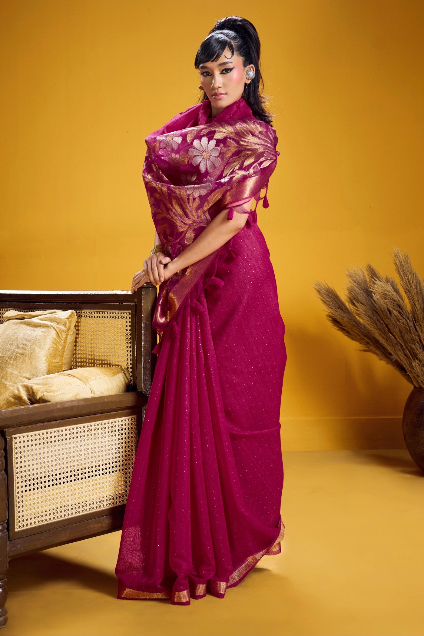 Buy MySilkLove Candy Pink Munga Handloom Cotton Saree Online