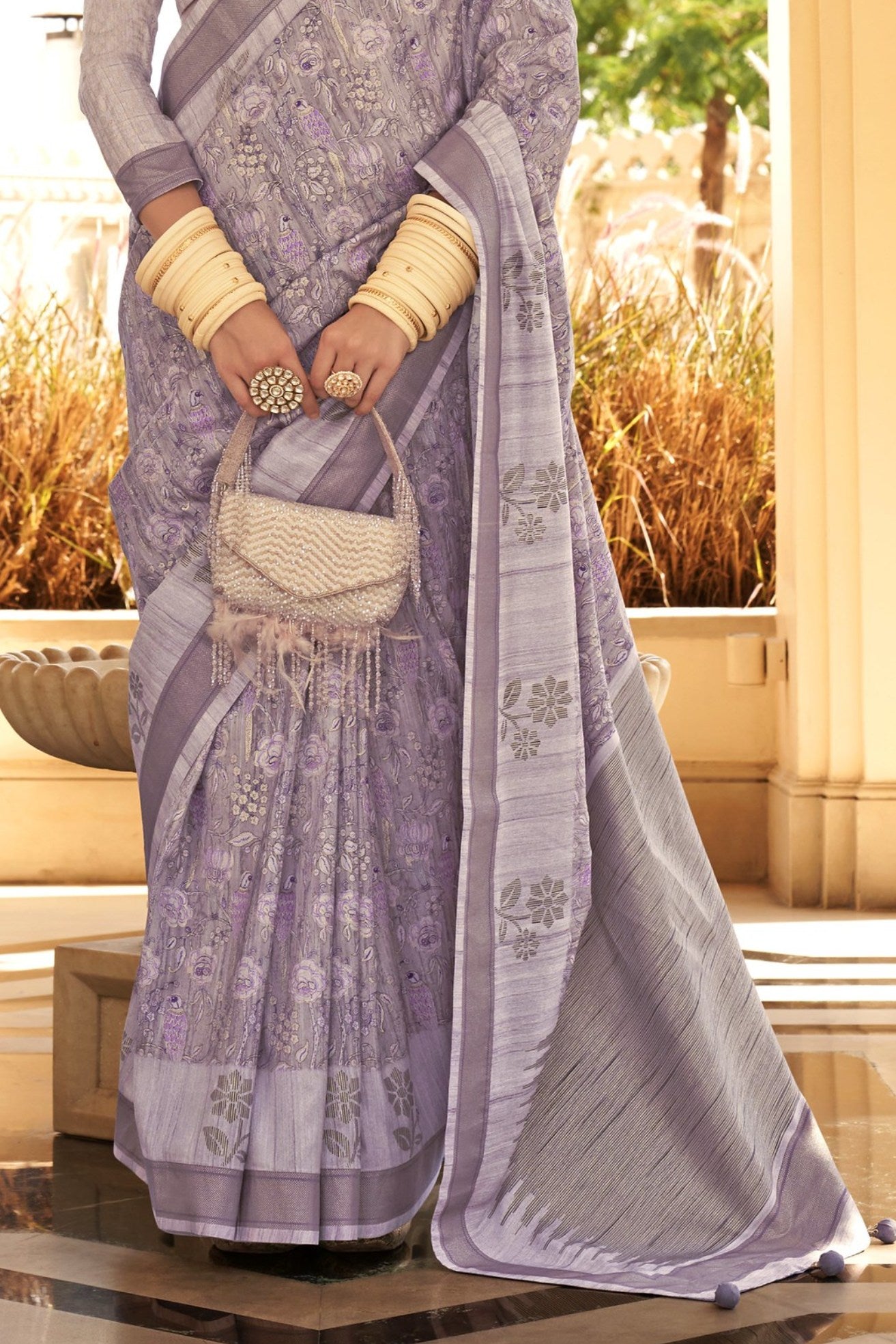 Buy MySilkLove Lavender shade Banarasi Handloom Saree Online