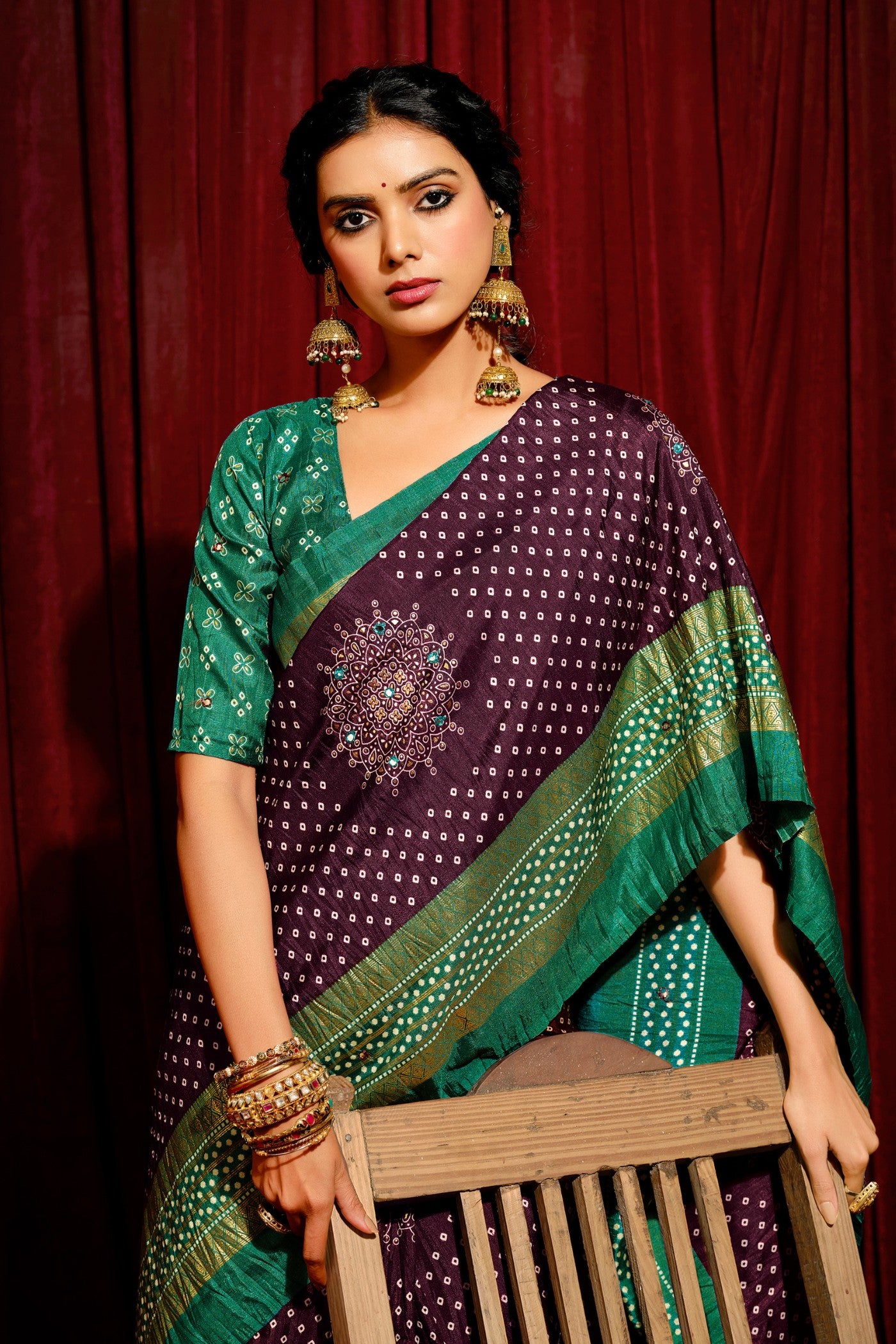 MySilkLove Vivid  Purple Tussar Bandhani Silk Saree