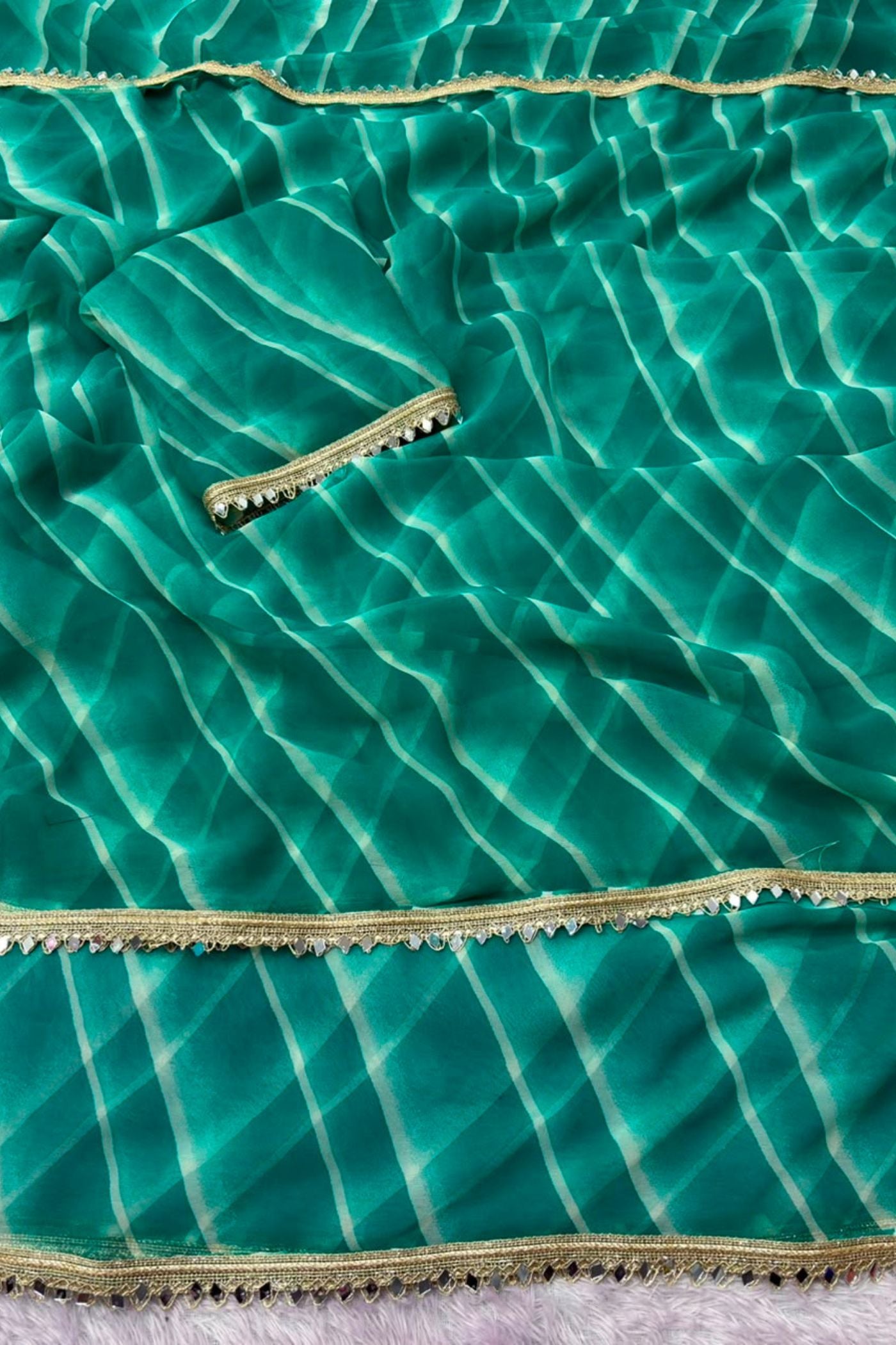 Buy MySilkLove Grass Green Designer Georgette Sraee Online