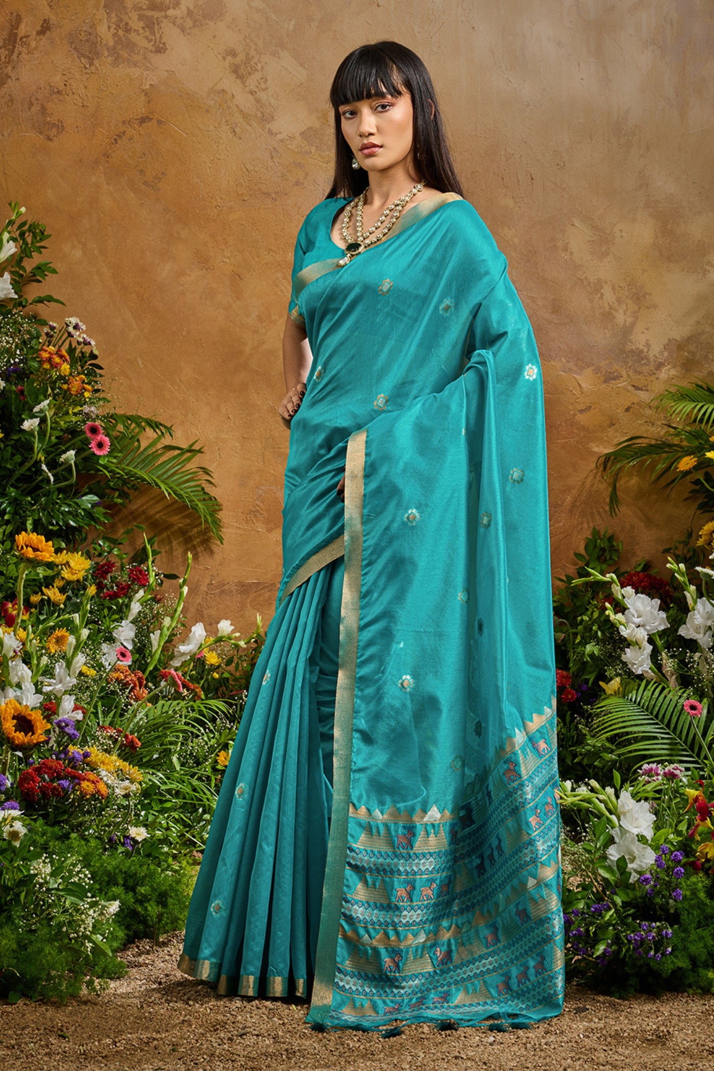 Buy MySilkLove Winter Blue Tussar Handloom Silk Saree Online