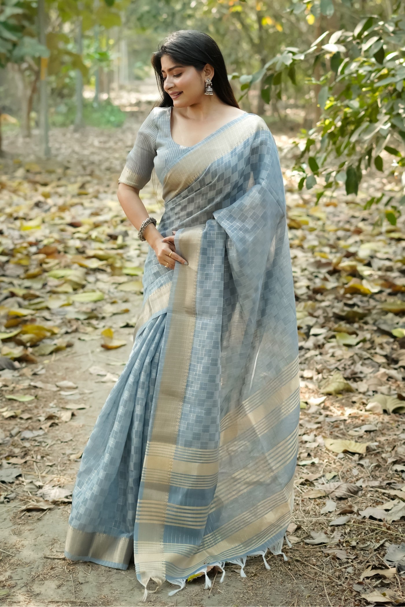 Buy MySilkLove Surf Crest Blue Banarasi Raw Silk Saree Online