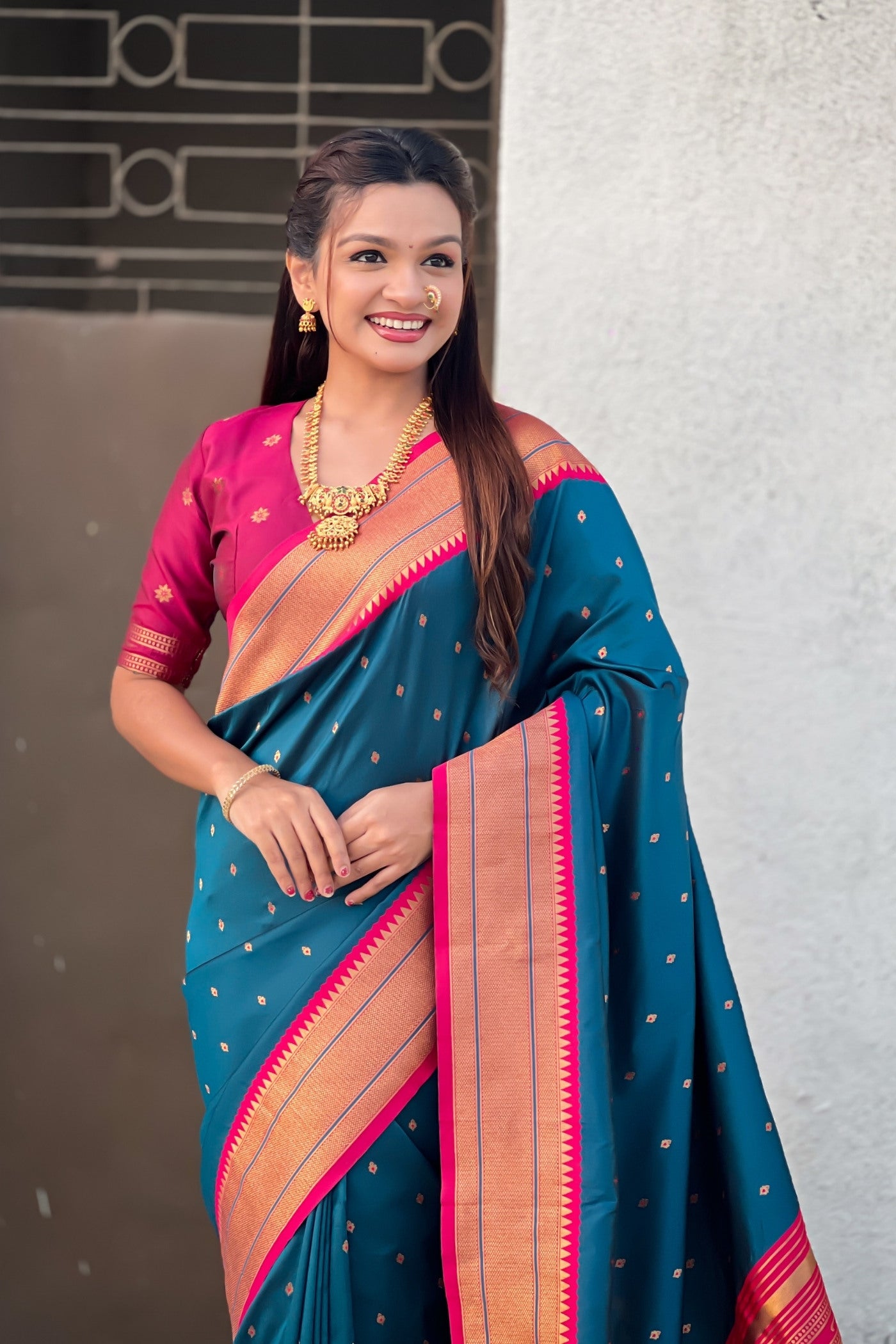 MySilkLove B'dazzled Blue Zari Woven Paithani Saree