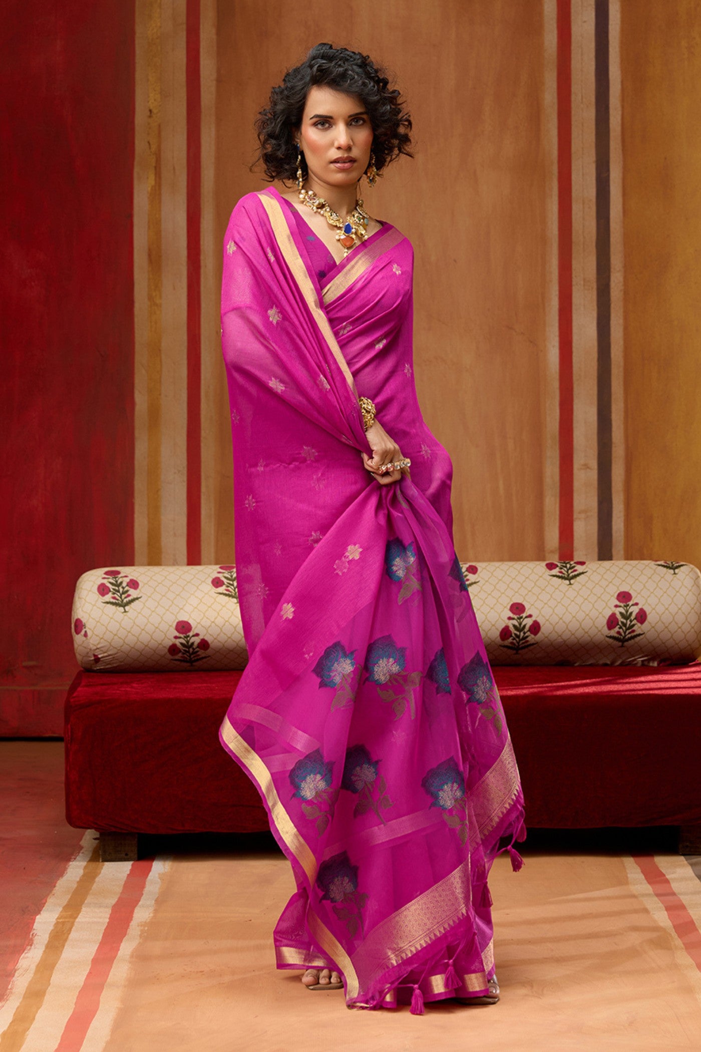 MySilkLove Pink Rosy Handloom Muga Cotton Saree