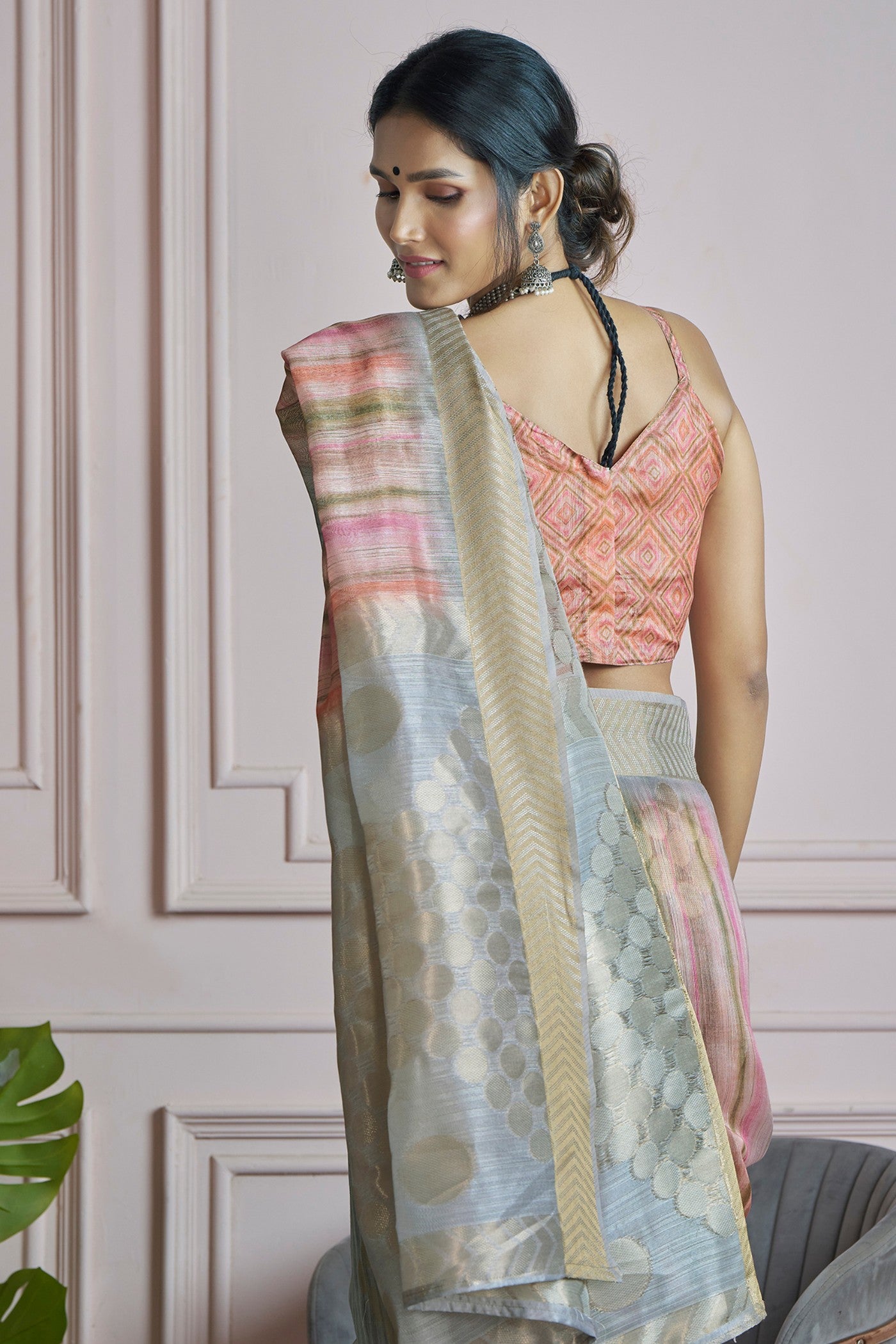 Buy MySilkLove Multicolor Blue Handloom Khadi Silk Saree Online