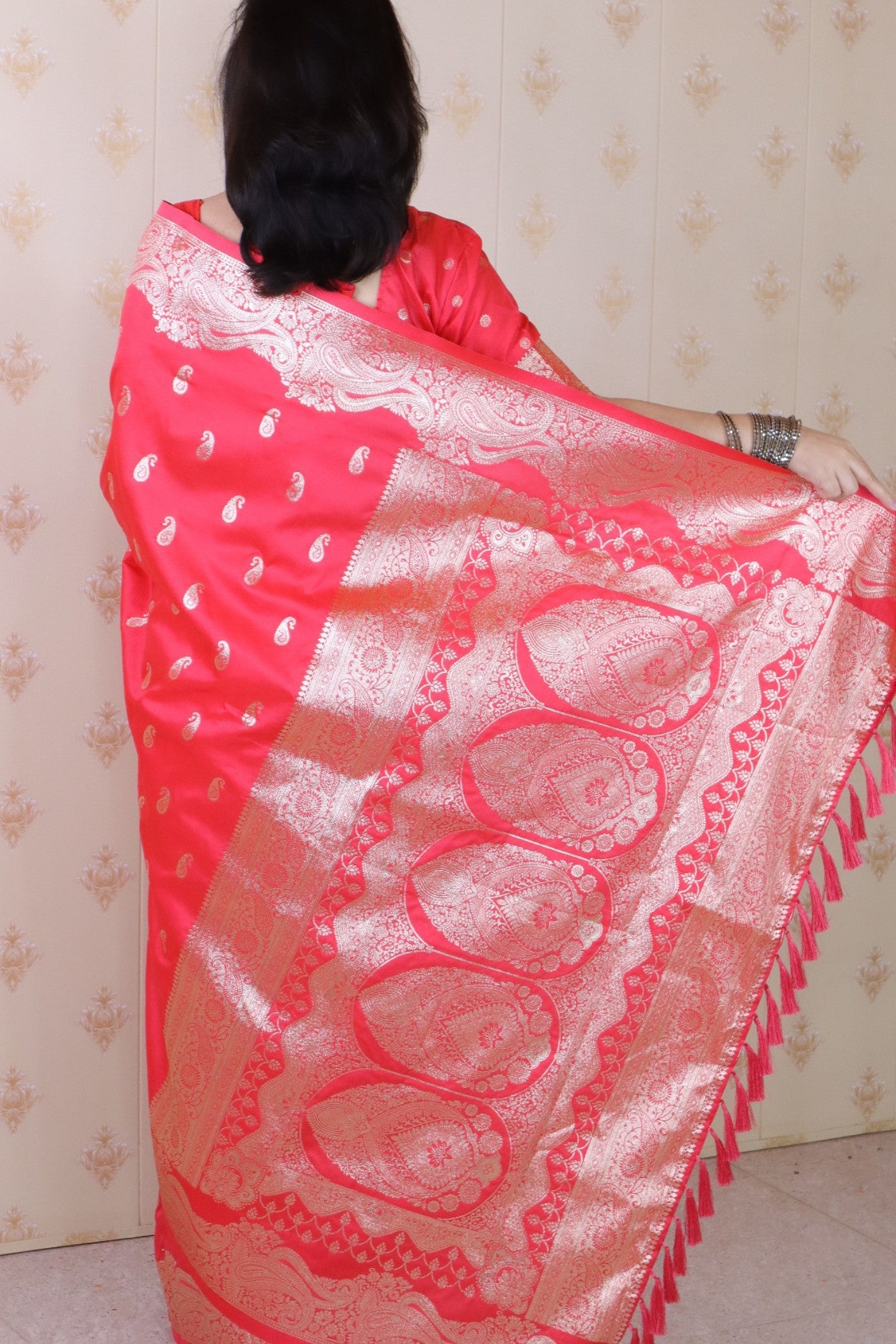 Buy MySilkLove Vermilion Red Banarasi Handloom Saree Online