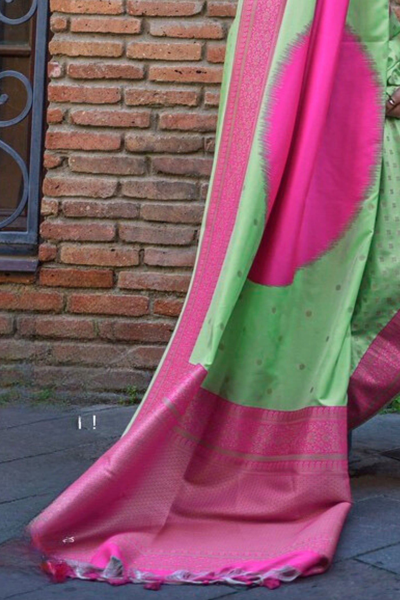 Buy MySilkLove Pista Green and Pink Banarasi Handloom Saree Online