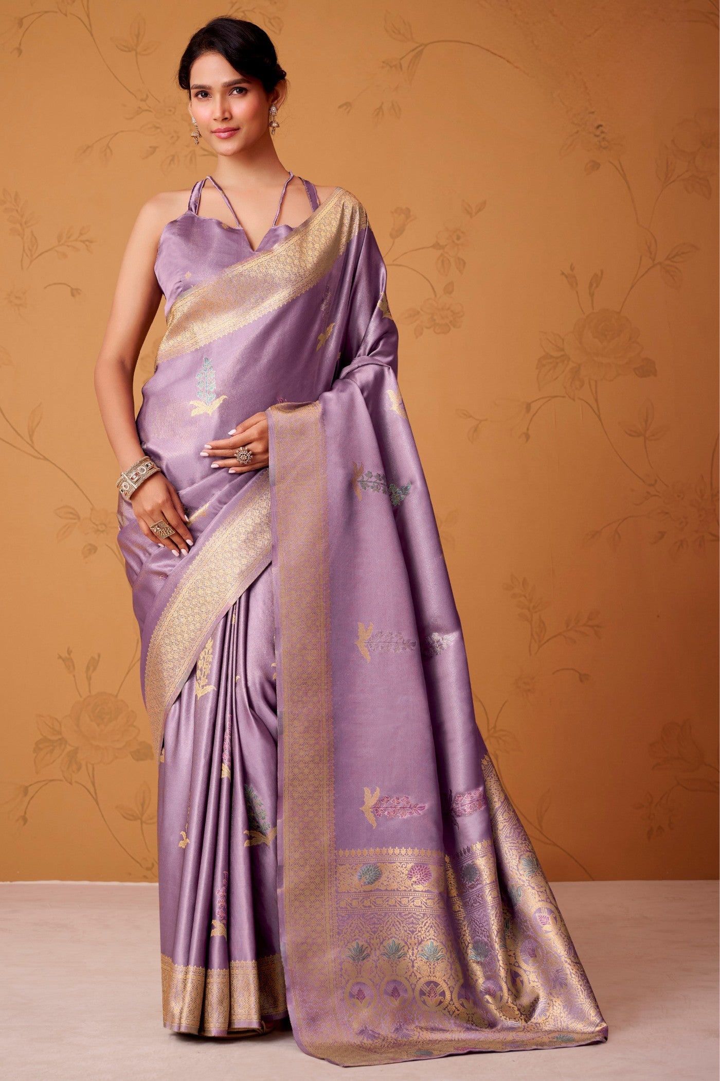 Buy MySilkLove Liseran Purple Handloom Satin Silk Saree Online