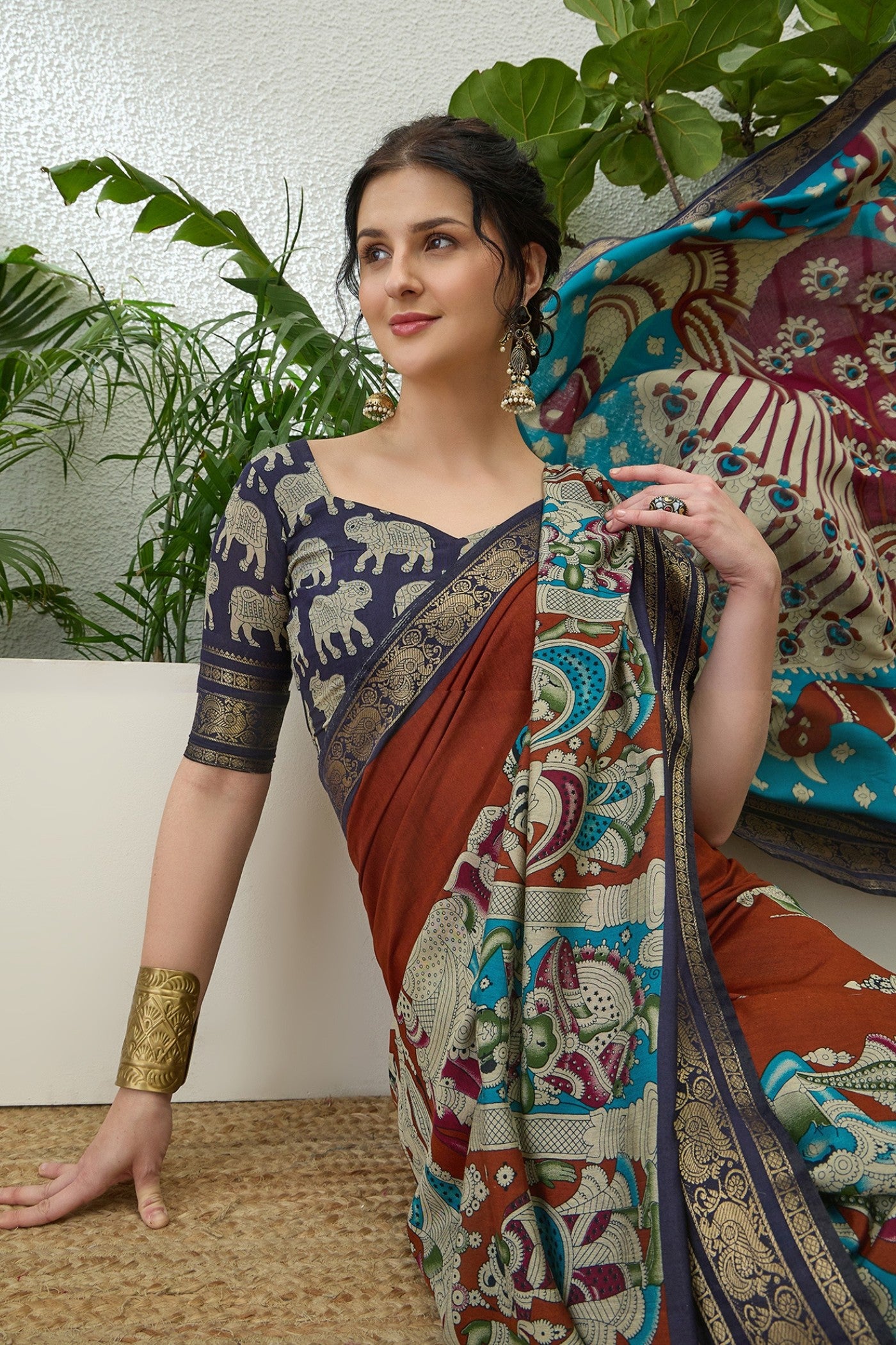 Buy MySilkLove Stiletto Maroon Printed Cotton Saree Online