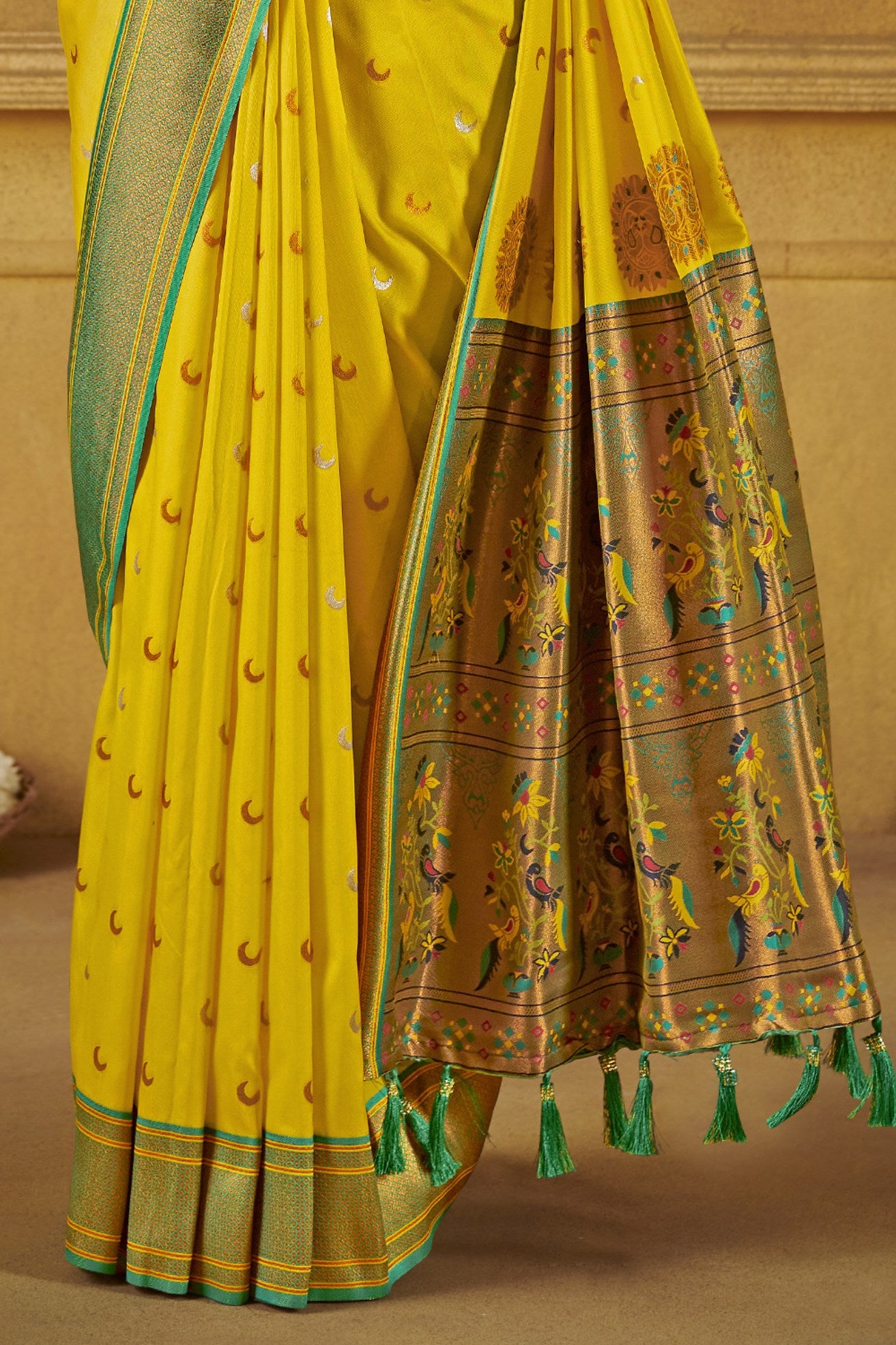 Buy MySilkLove Sunflower Yellow Woven Paithani Saree Online