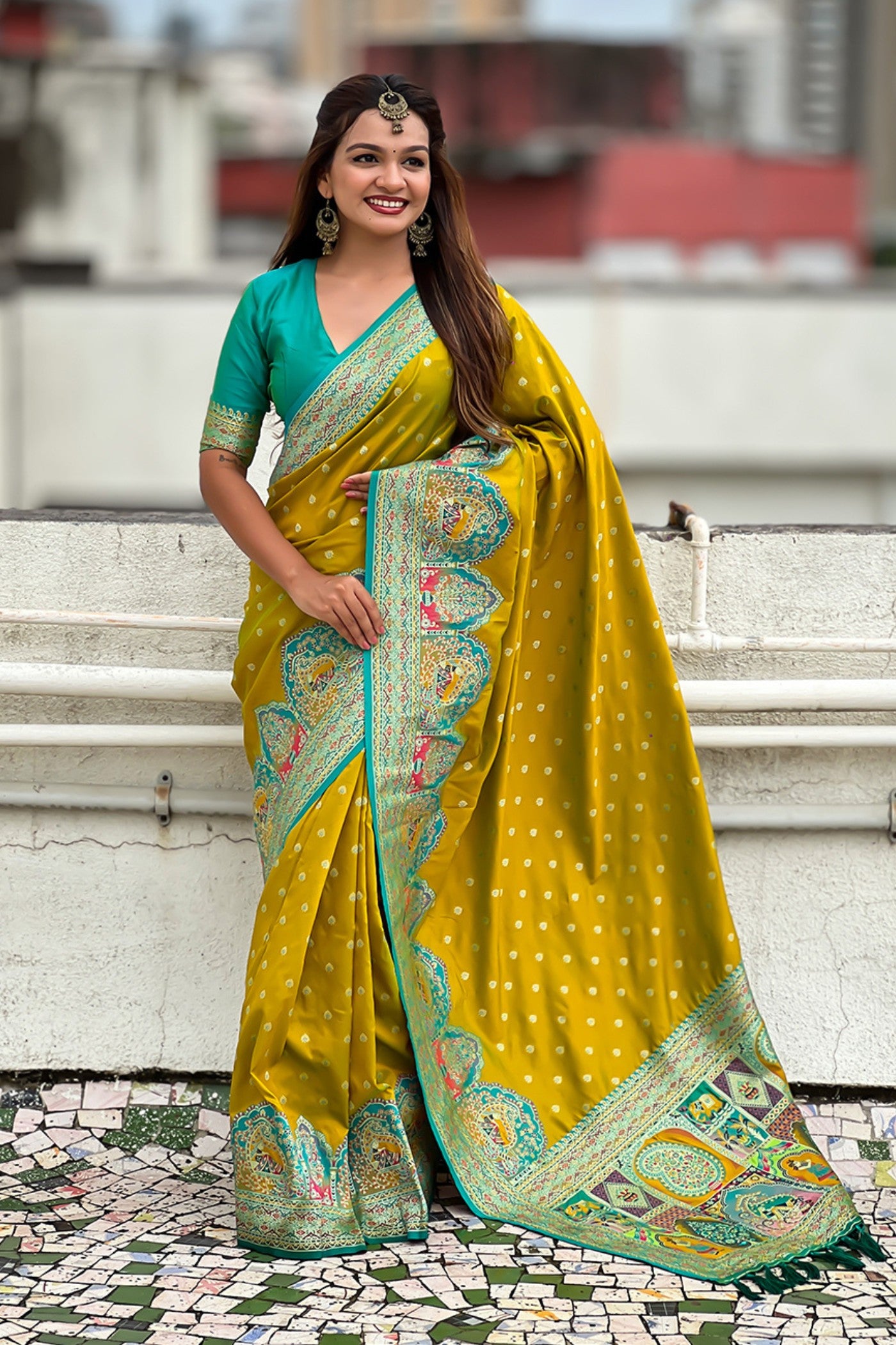 Buy MySilkLove Sunrise Yellow Woven Banarasi Saree Online