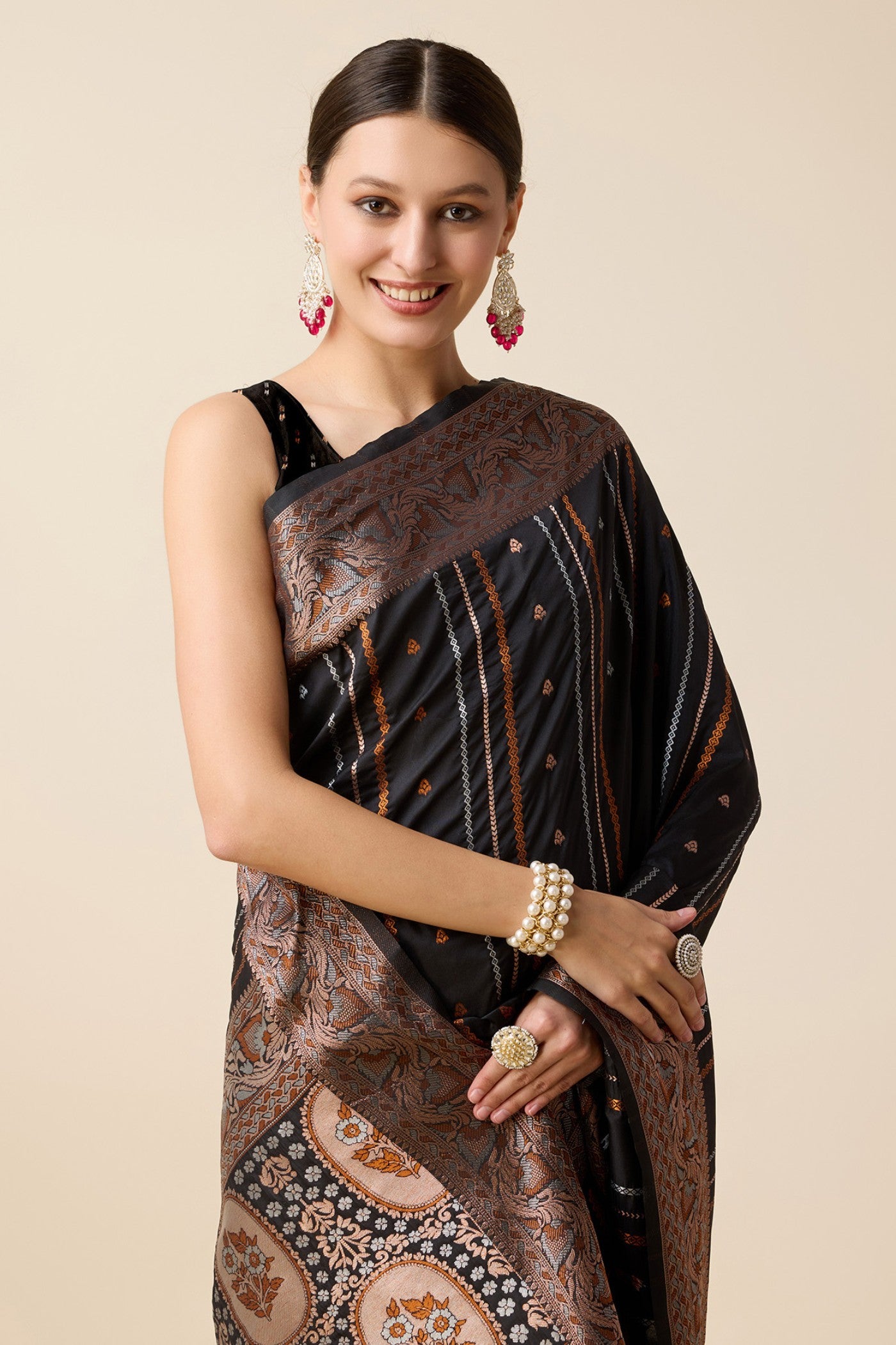 Buy MySilkLove Soot Black Zari Woven Banarasi Saree Online