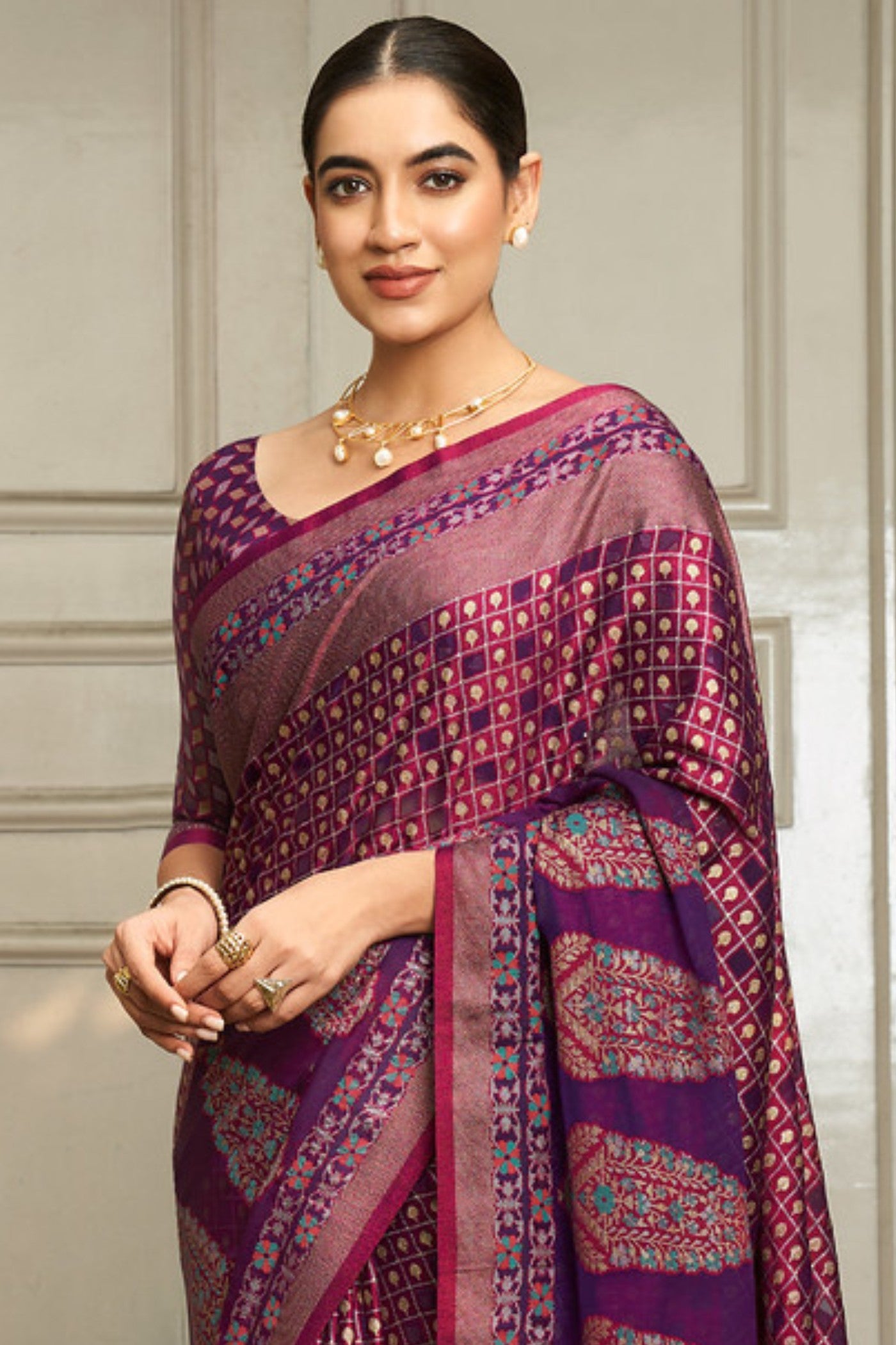 Buy MySilkLove Mulberry Purple Banarasi Georgette Saree Online