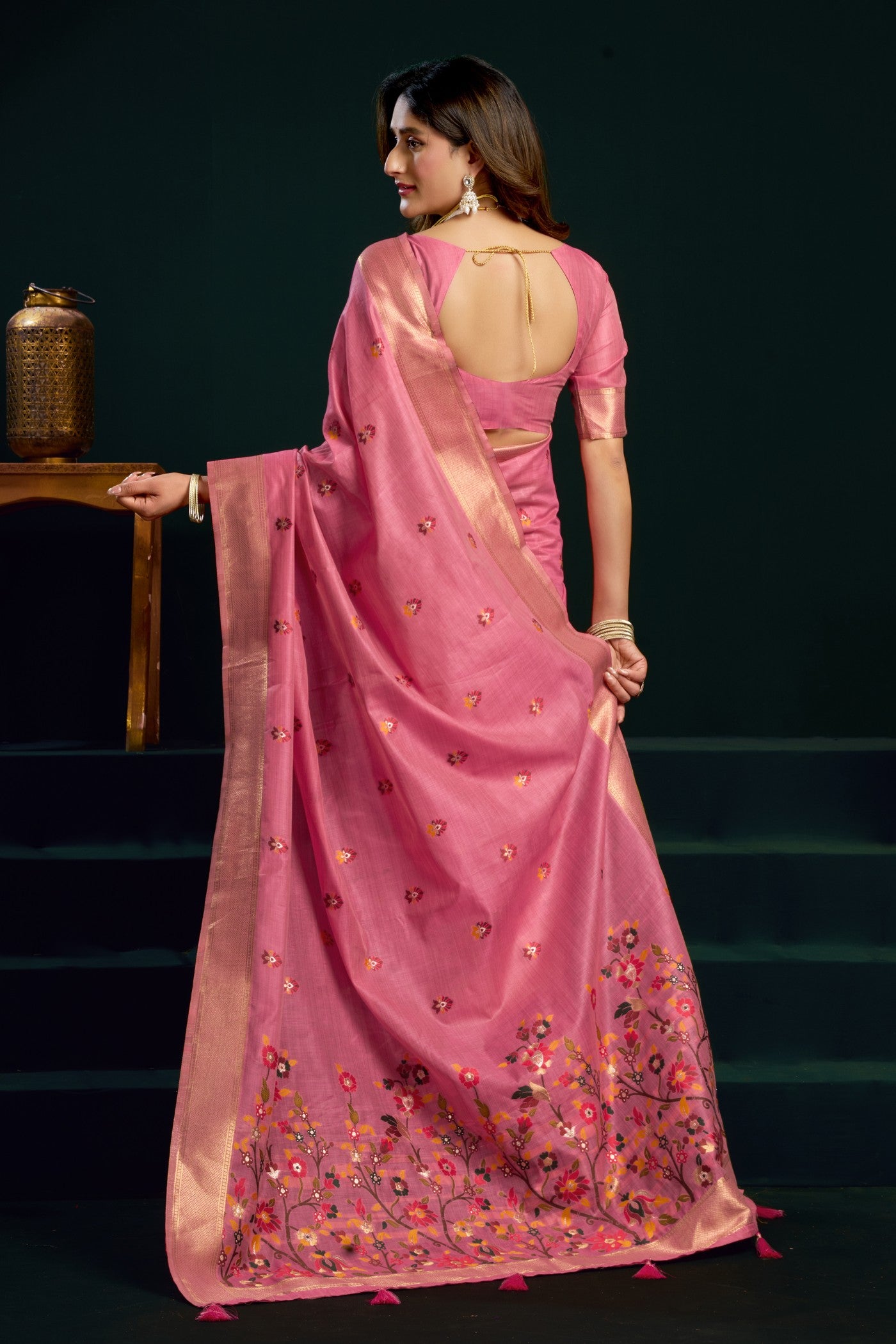 Buy MySilkLove Fairy Pink Handloom Muga Cotton Saree Online