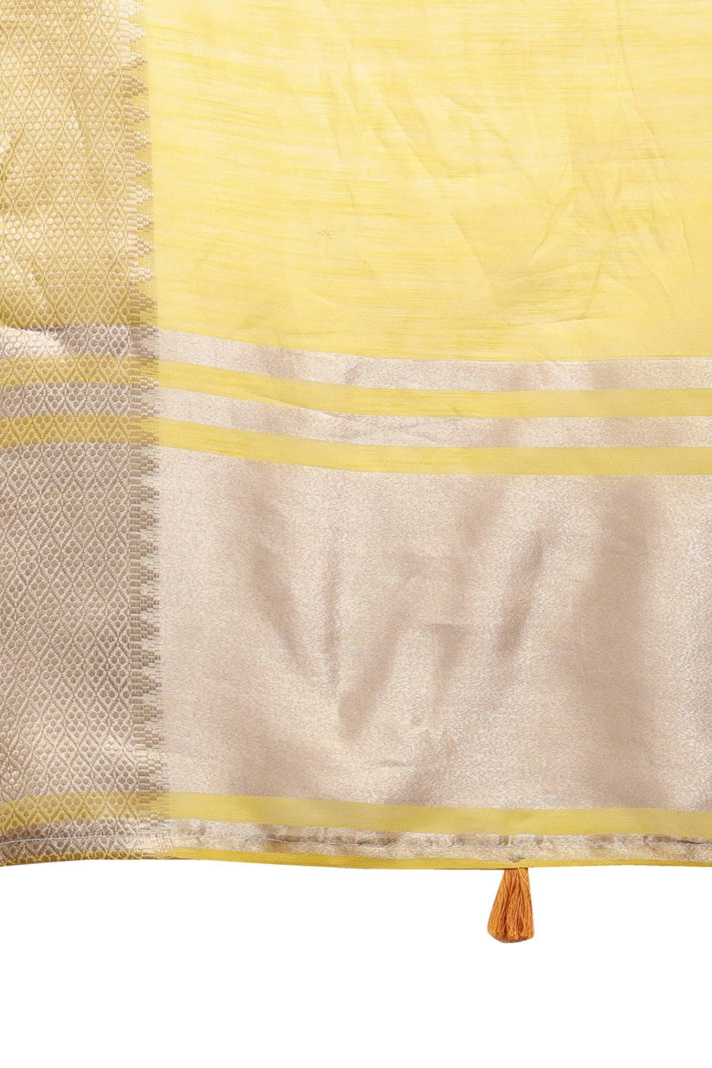 Buy MySilkLove Lemon Yellow Woven Cotton Saree Online