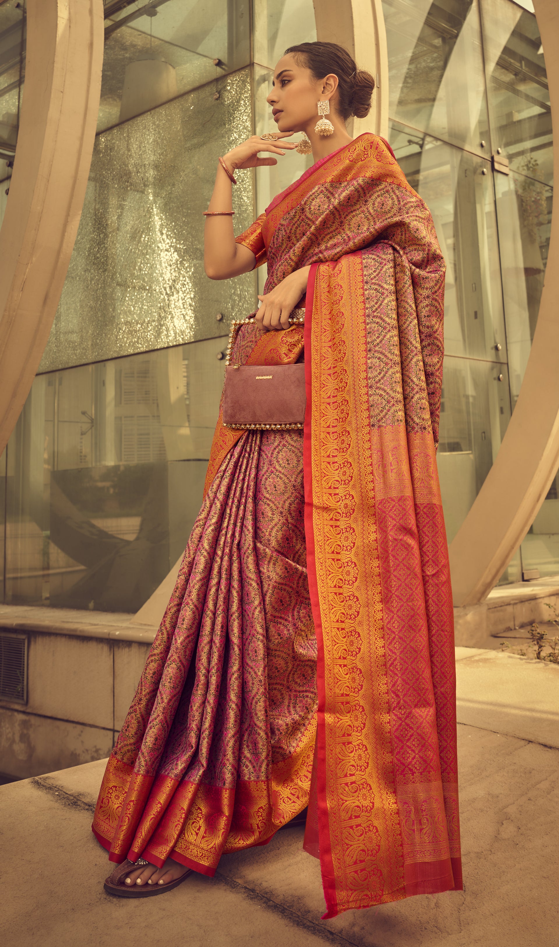 Buy MySilkLove Pine Purple Banarasi Handloom Woven Silk Saree Online