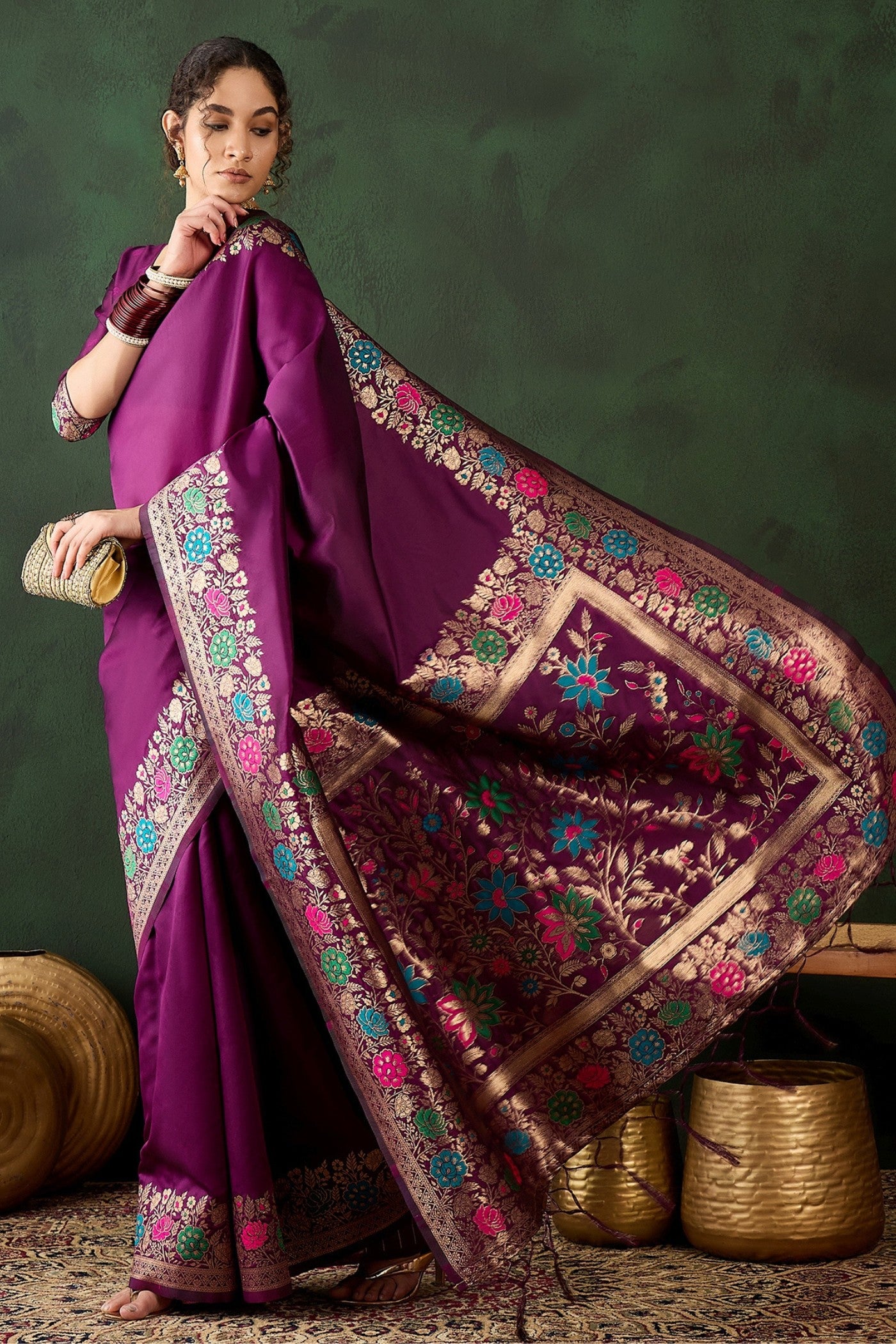 Buy MySilkLove Berry Purple Banarasi Designer Saree Online