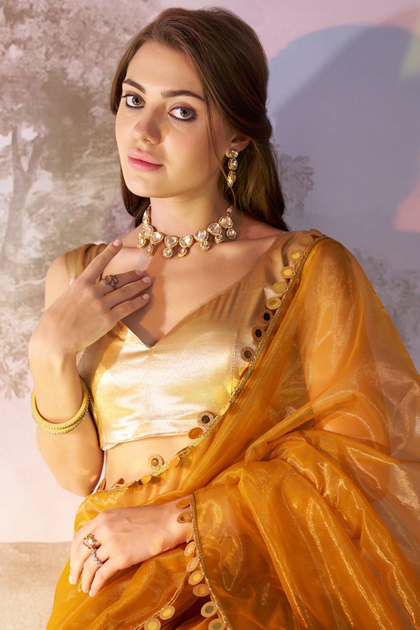 Buy MySilkLove Butterscotch Yellow Partywear Net saree Online