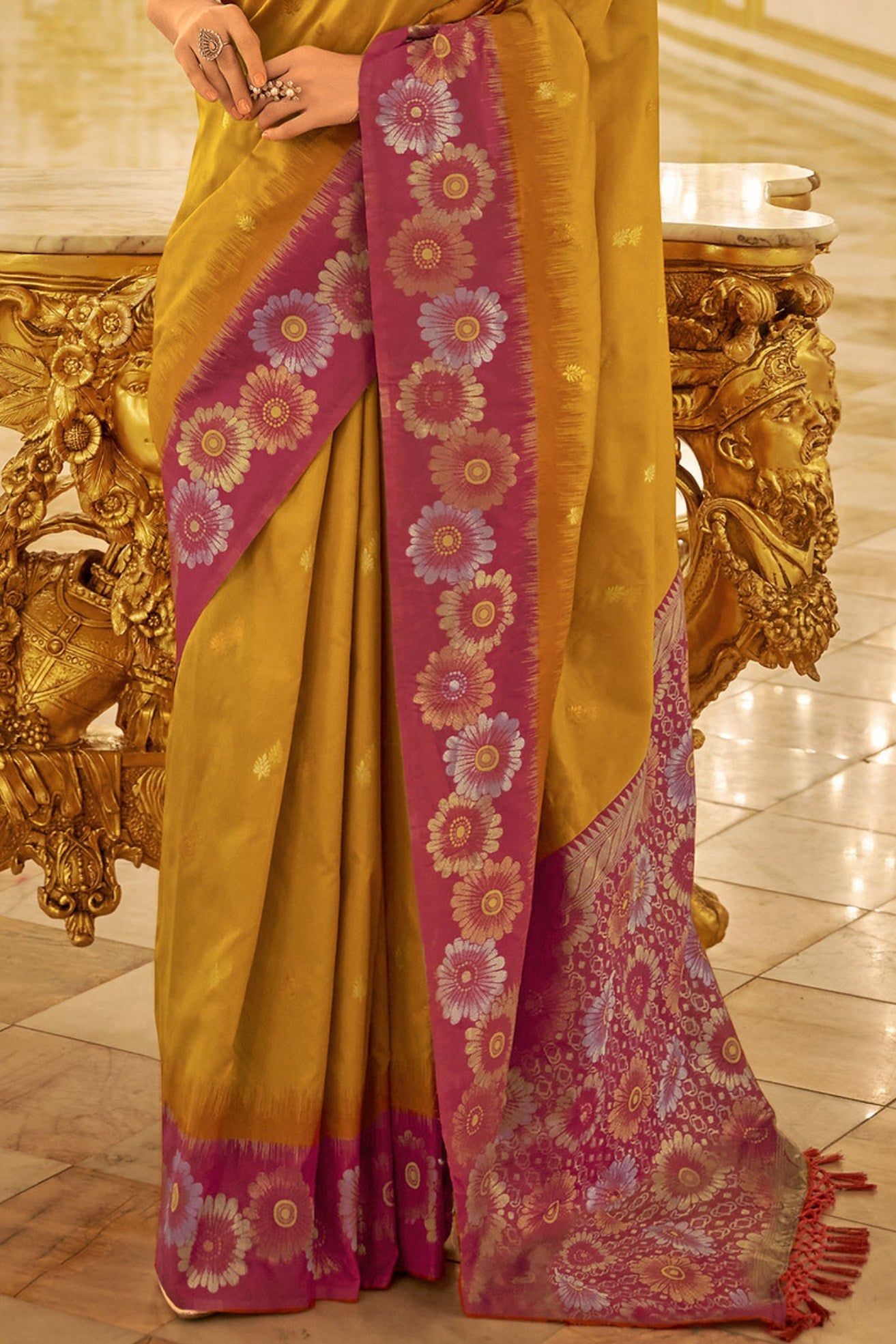 Buy MySilkLove Koromiko Yellow Woven Banarasi Saree Online