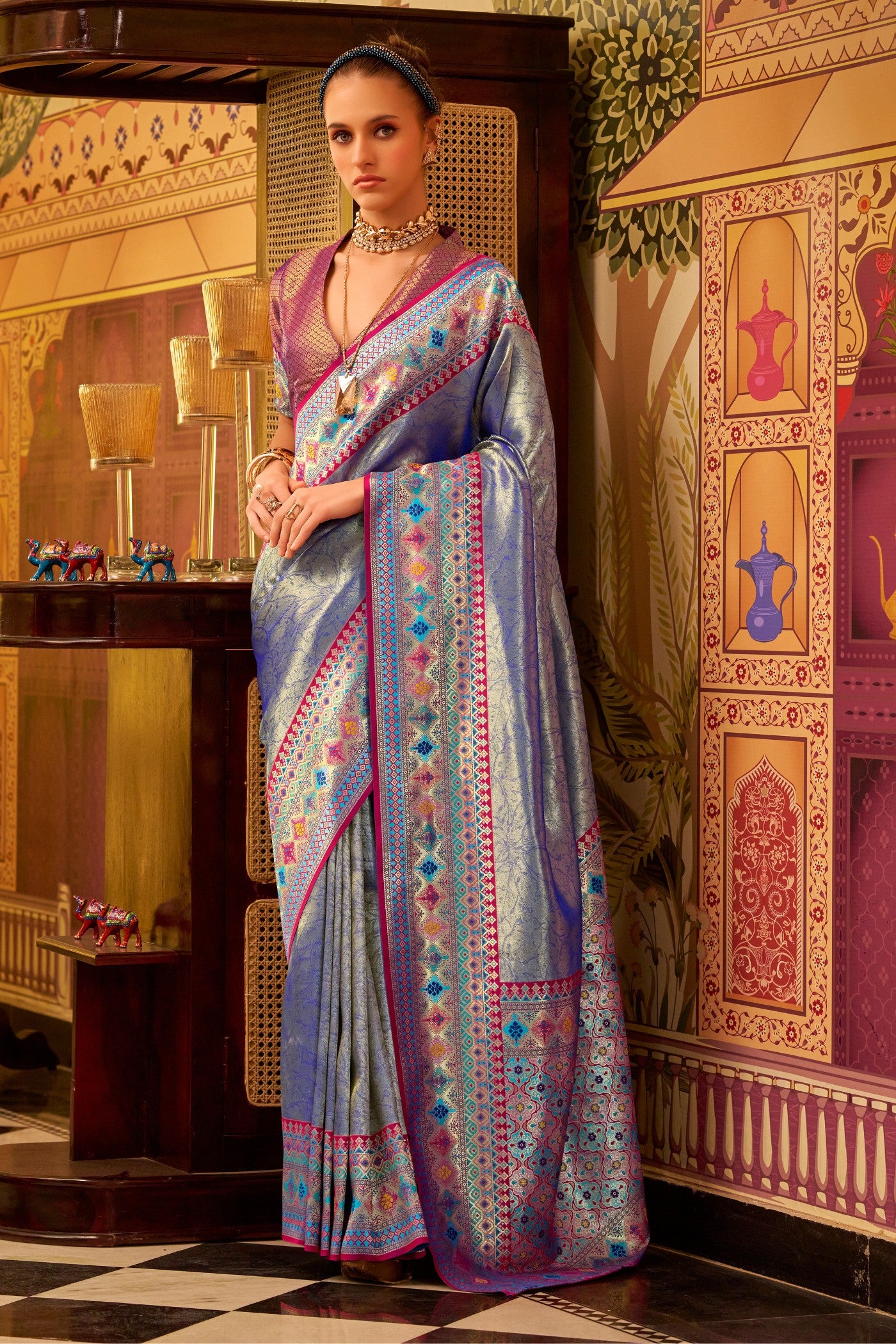 Buy MySilkLove Blue Koi Woven Tissue Silk Saree Online