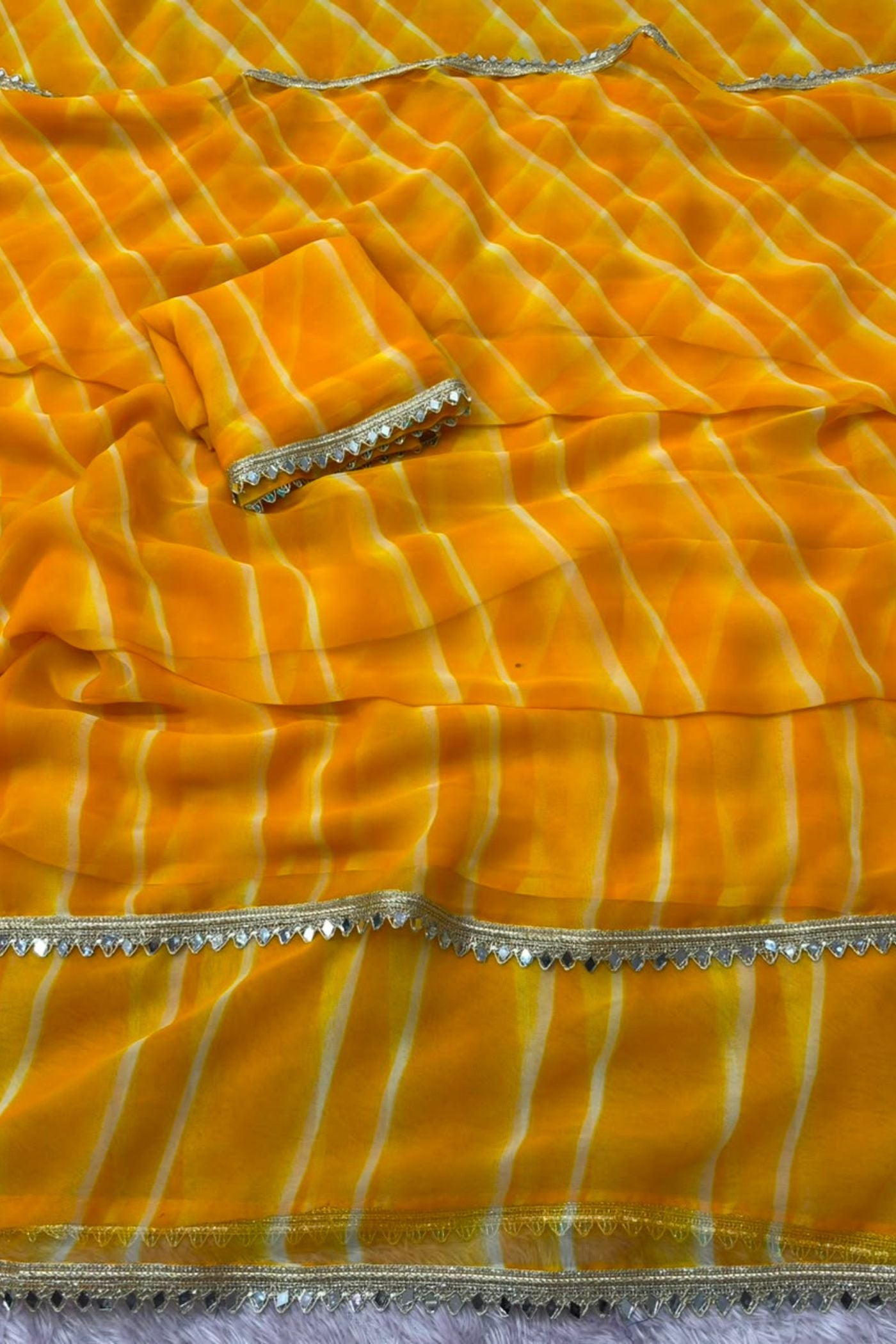 Buy MySilkLove Grass Green Designer Georgette Sraee Online