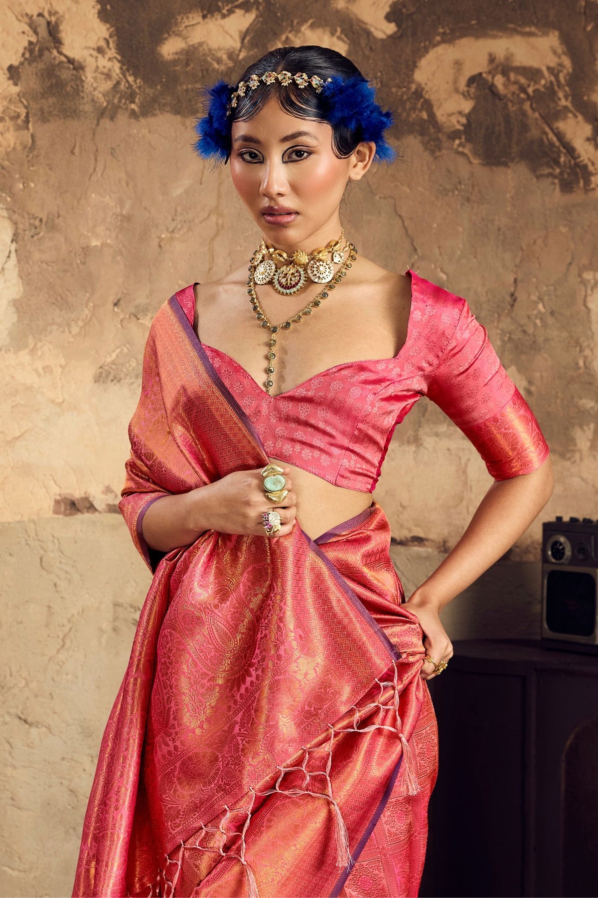 Buy MySilkLove Nectarine Orange Kanjivaram Handloom Saree Online