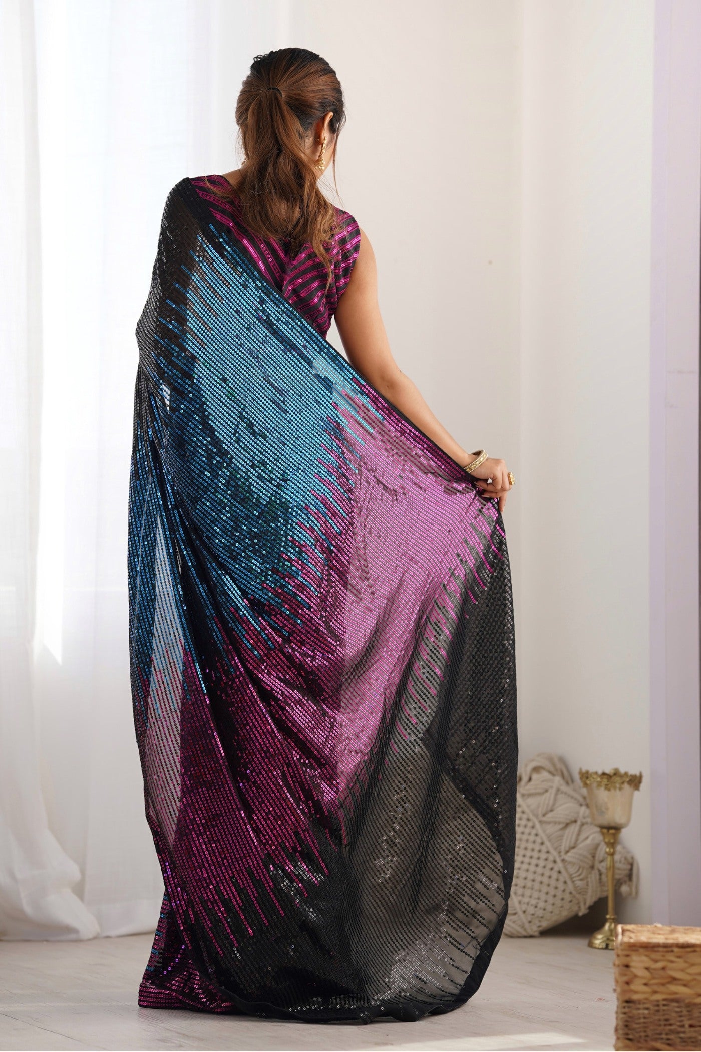 Buy MySilkLove Strikemaster Purple and Blue Designer Party Wear Saree Online