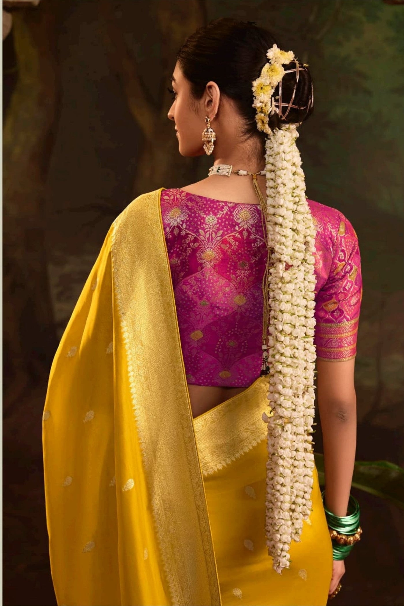 Buy MySilkLove Equator Yellow Designer Banarasi Dola Silk Saree Online